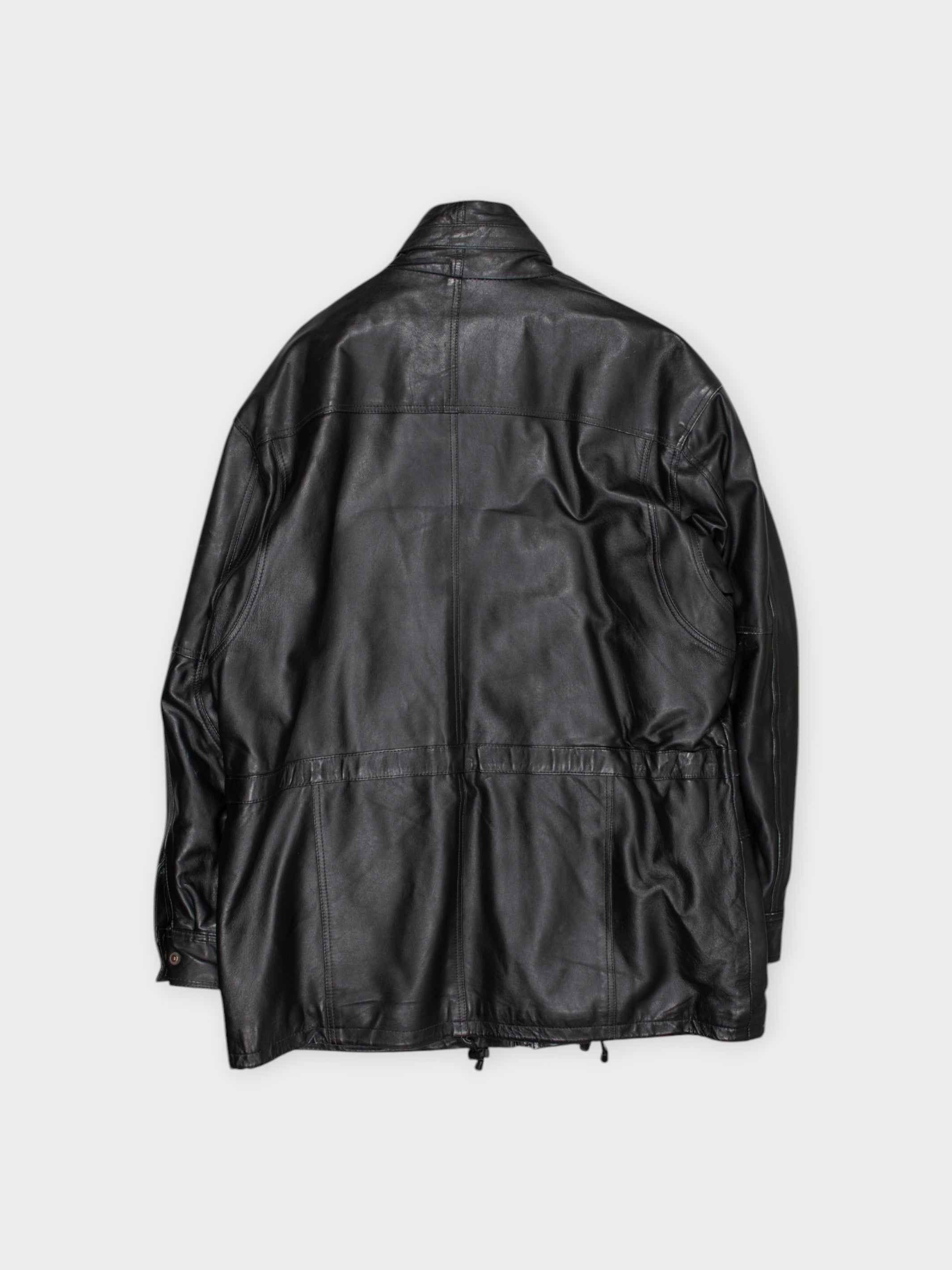 90s Exclusive Leather Black Jacket XL - The Thrift