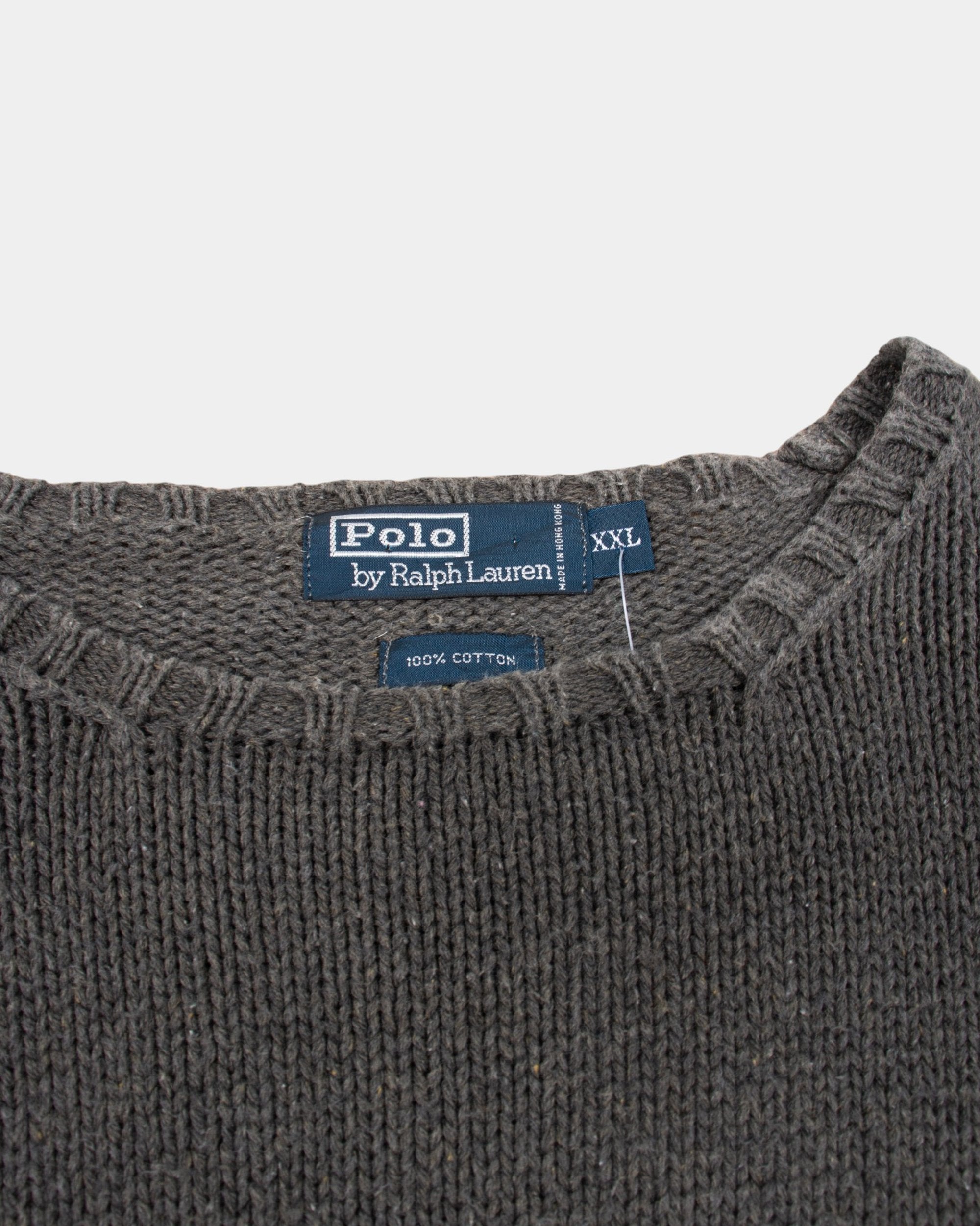 90s Polo Ralph Lauren Grey Knit Sweater XXL - The Thrift