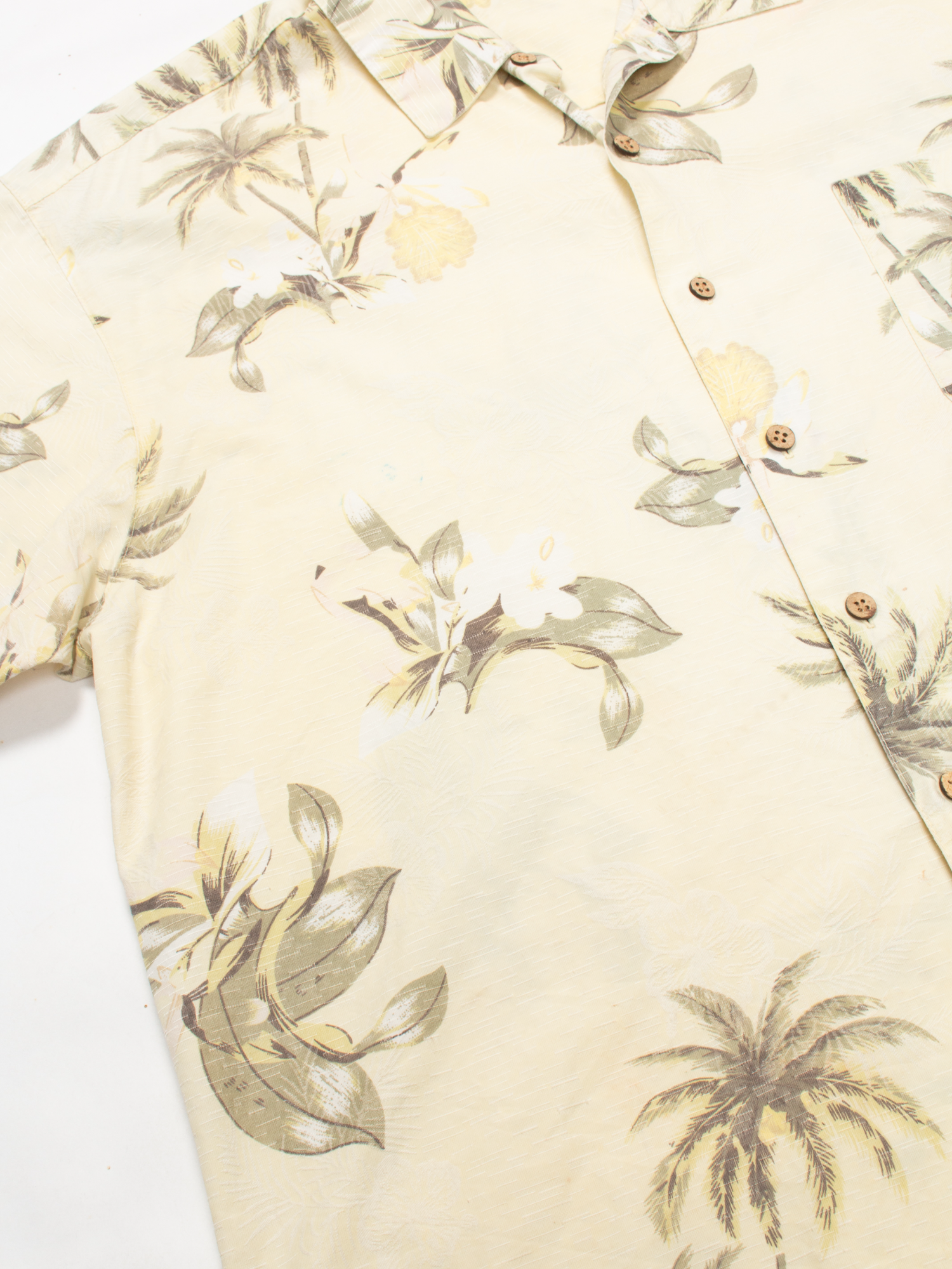 00s Faded Glory Yellow Floral Hawaiian Shirt L - The Thrift