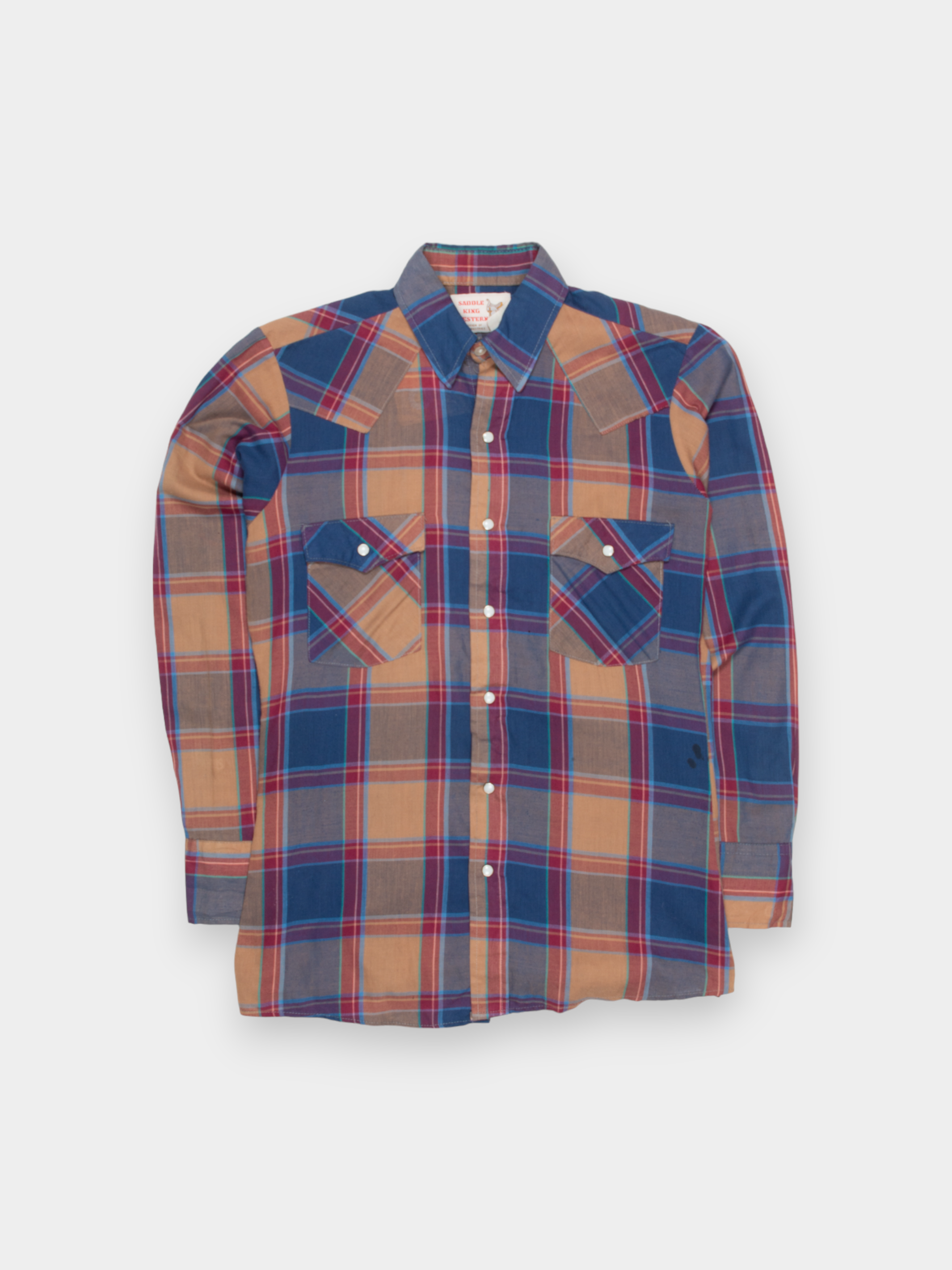 90s Saddle King Western Plaid Shirt M - The Thrift