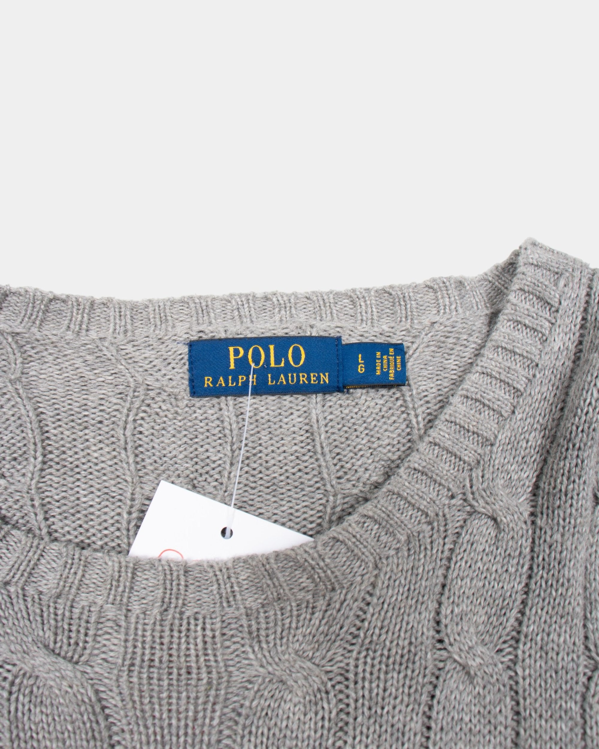 Modern Polo Ralph Lauren Grey Knit Sweater L - The Thrift