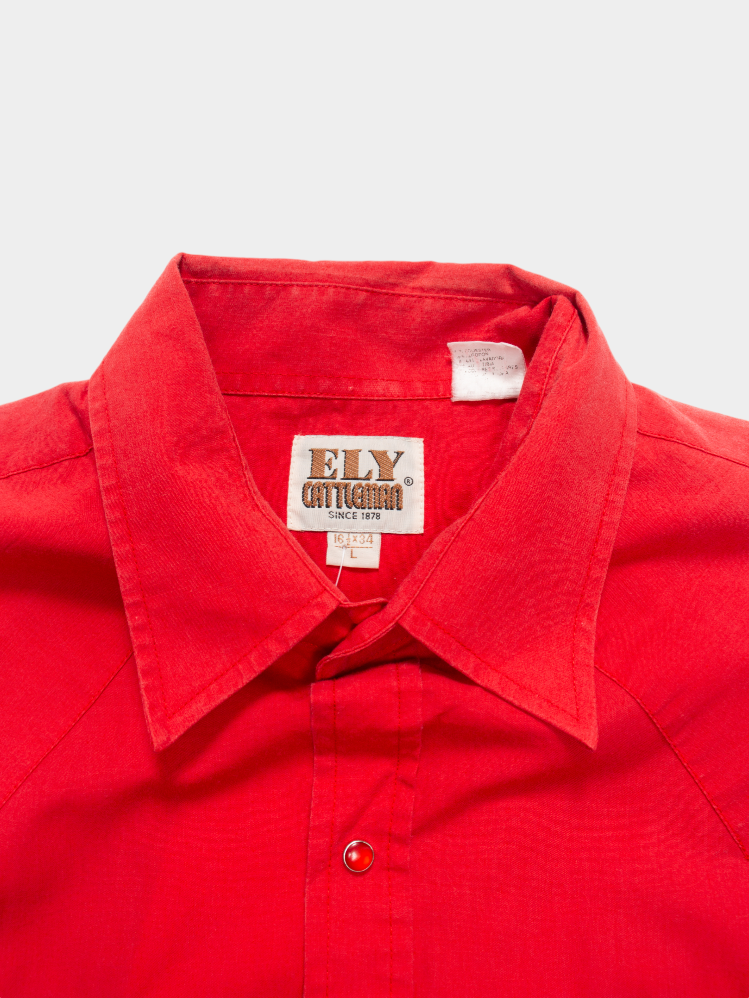 90s Ely Cattleman Red Cotton Western Shirt L - The Thrift