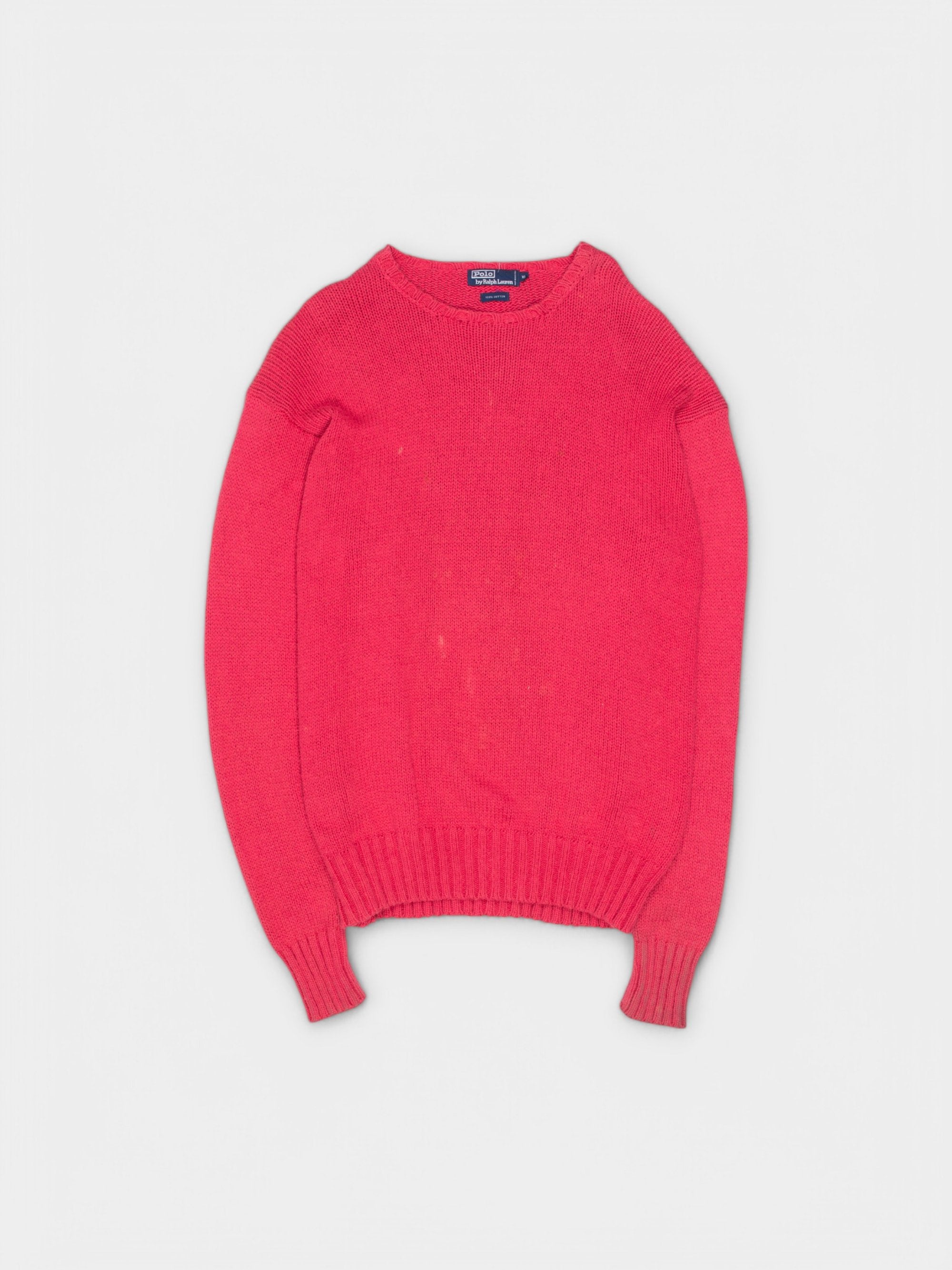 90s Polo Ralph Lauren Red Cotton Jumper XL - The Thrift