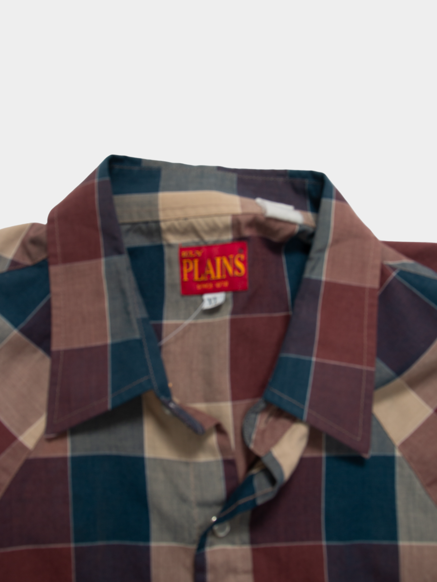 90s Billy Plains Burgundy Blue Checked Western Shirt XL - The Thrift