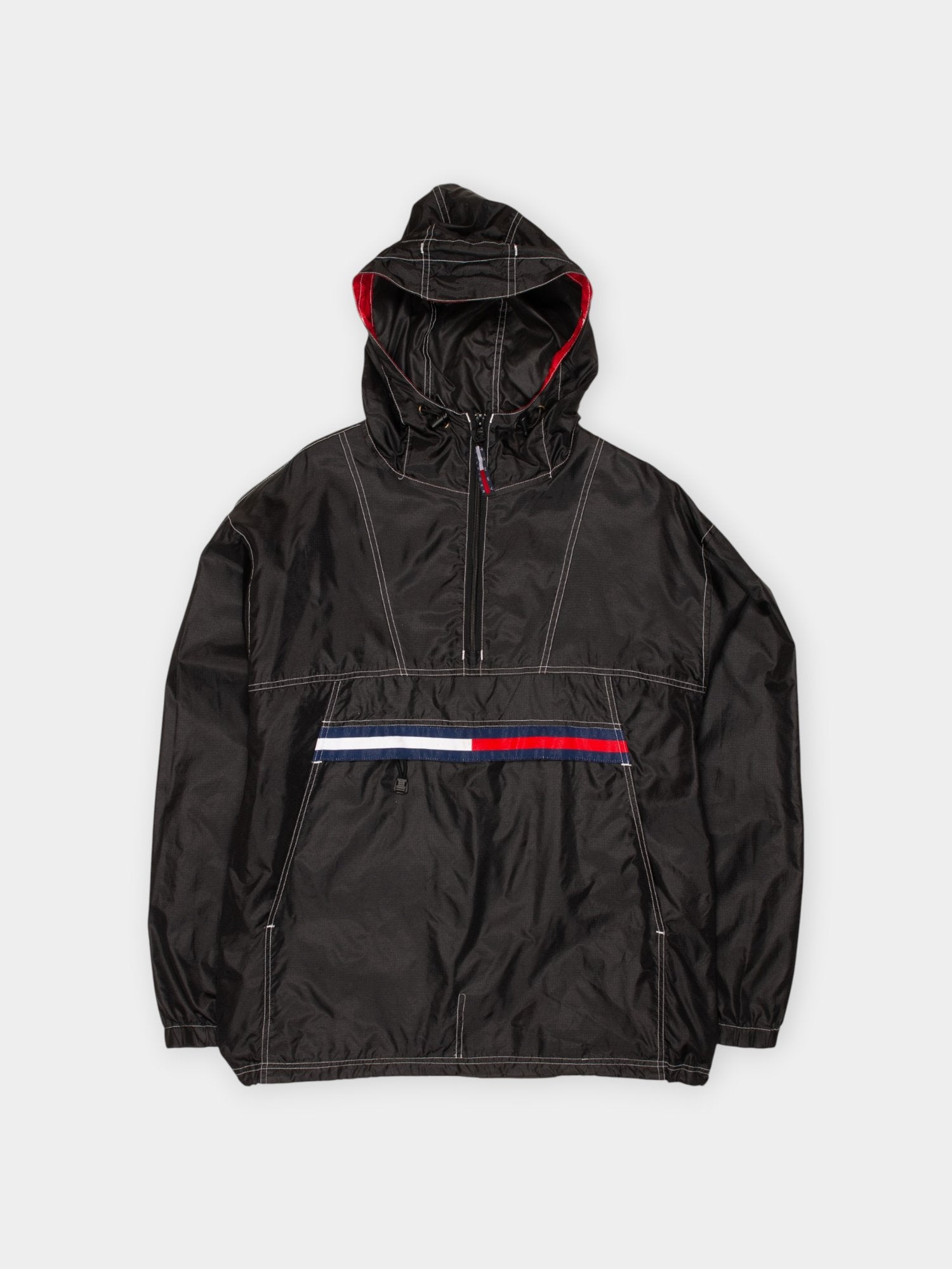 90s Tommy Hilfiger Black Flag Windbreaker XXL - The Thrift