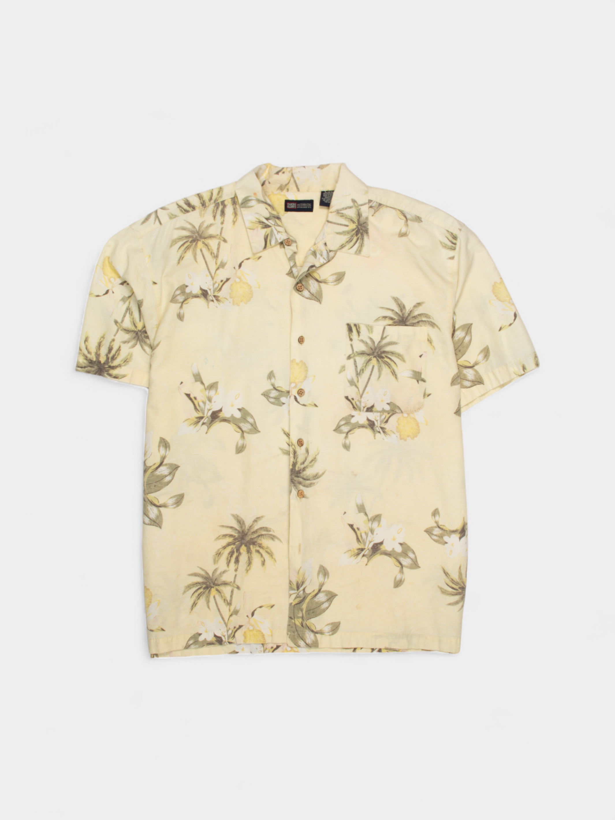 00s Faded Glory Yellow Floral Hawaiian Shirt L - The Thrift