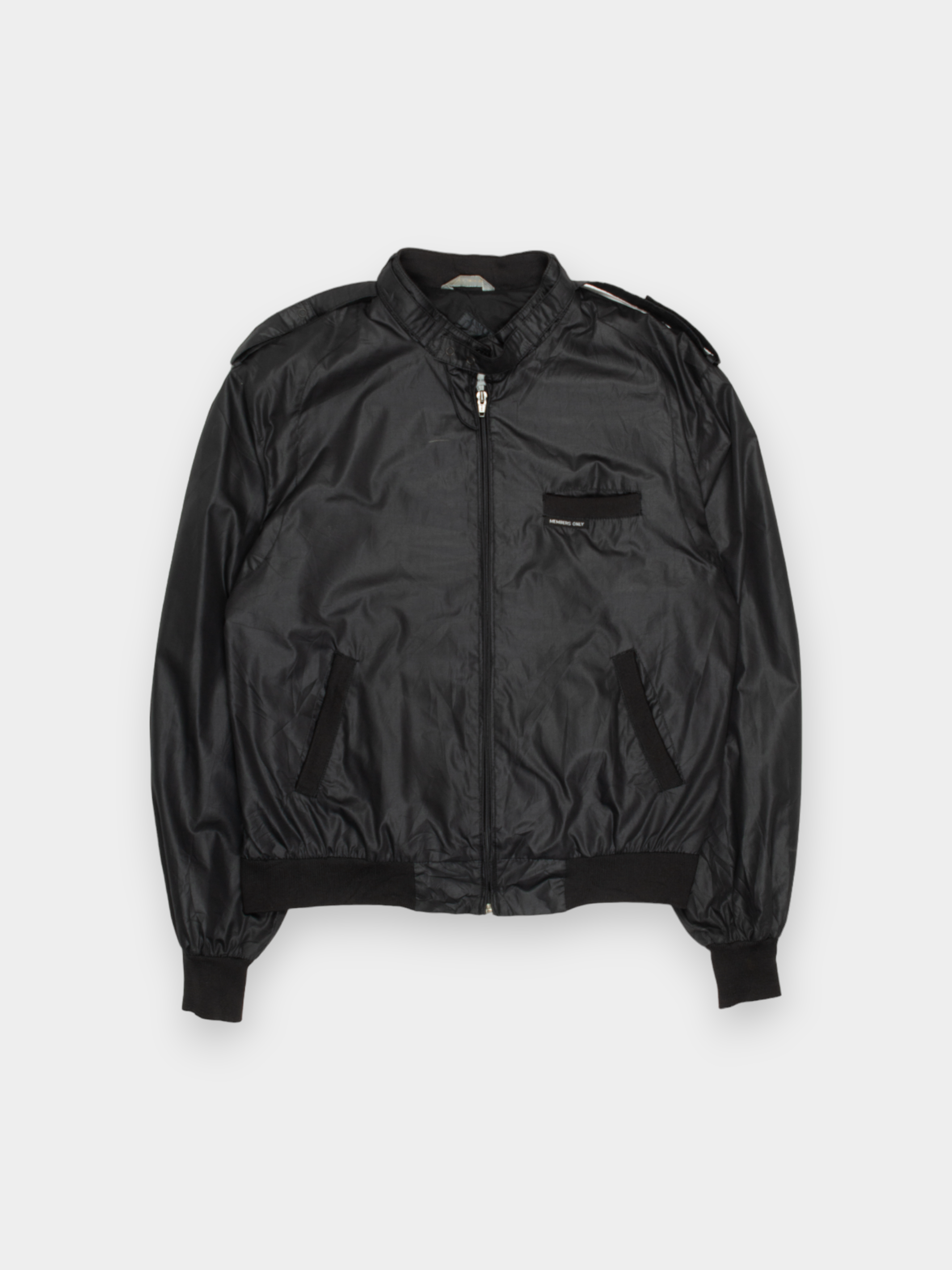 80s Members Only Black Bomber Jacket M - The Thrift