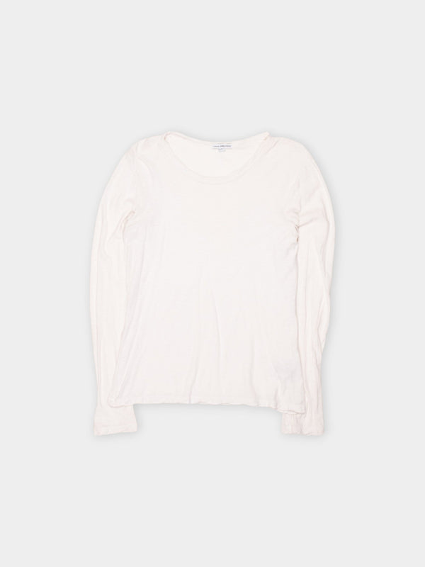 James Perse White Cotton Long Sleeve Top UK 6 - The Thrift