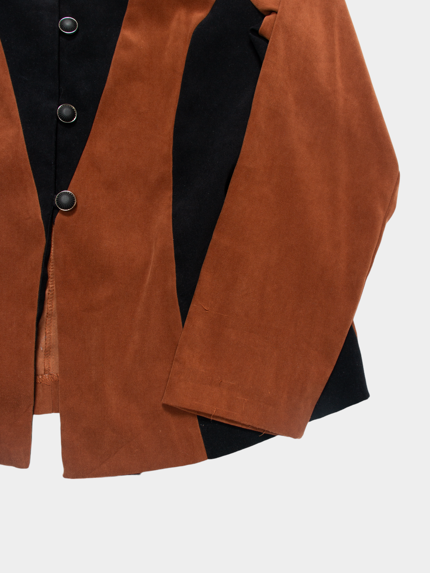 90s Vintage Two-Tone Brown and Black Blazer Jacket M - The Thrift