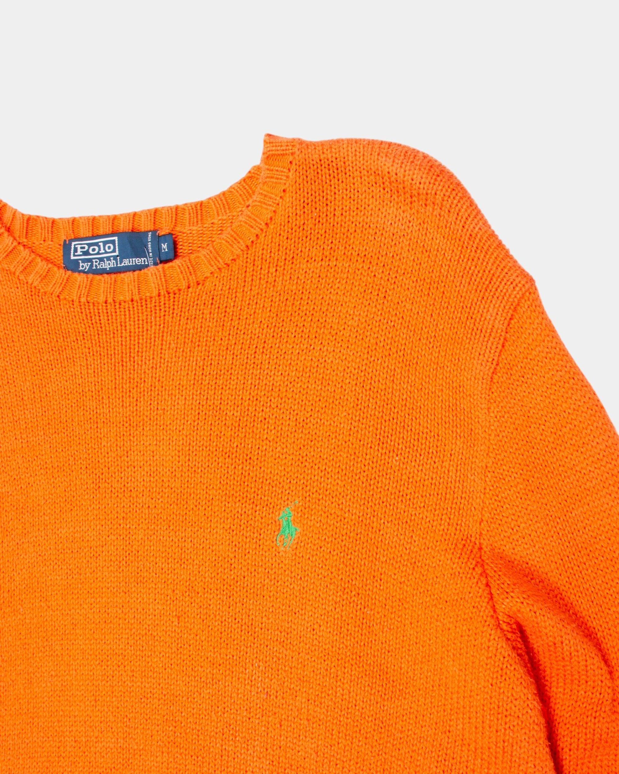 90s Polo Ralph Lauren Orange Knit Sweater M - The Thrift