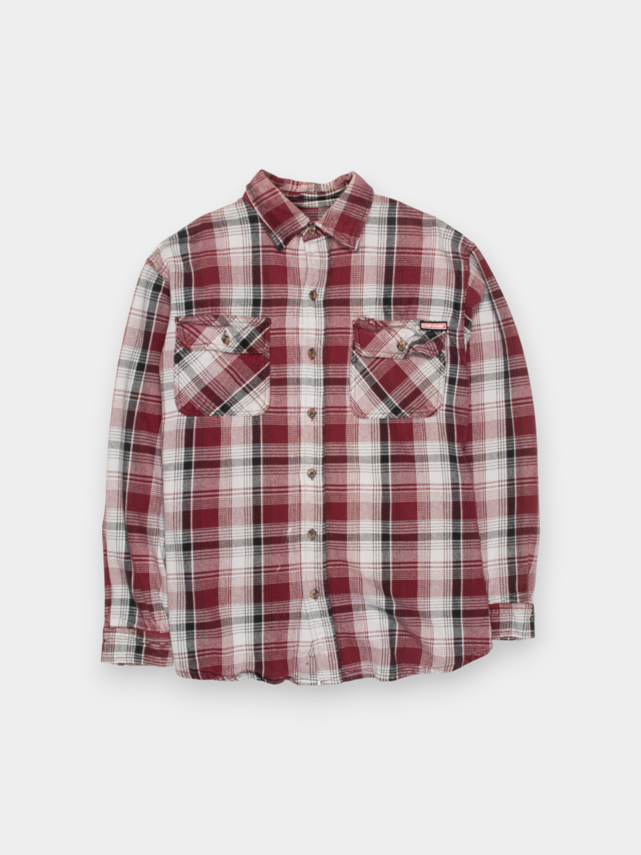 90s Craftsman Red Black Plaid Cotton Shirt M - The Thrift