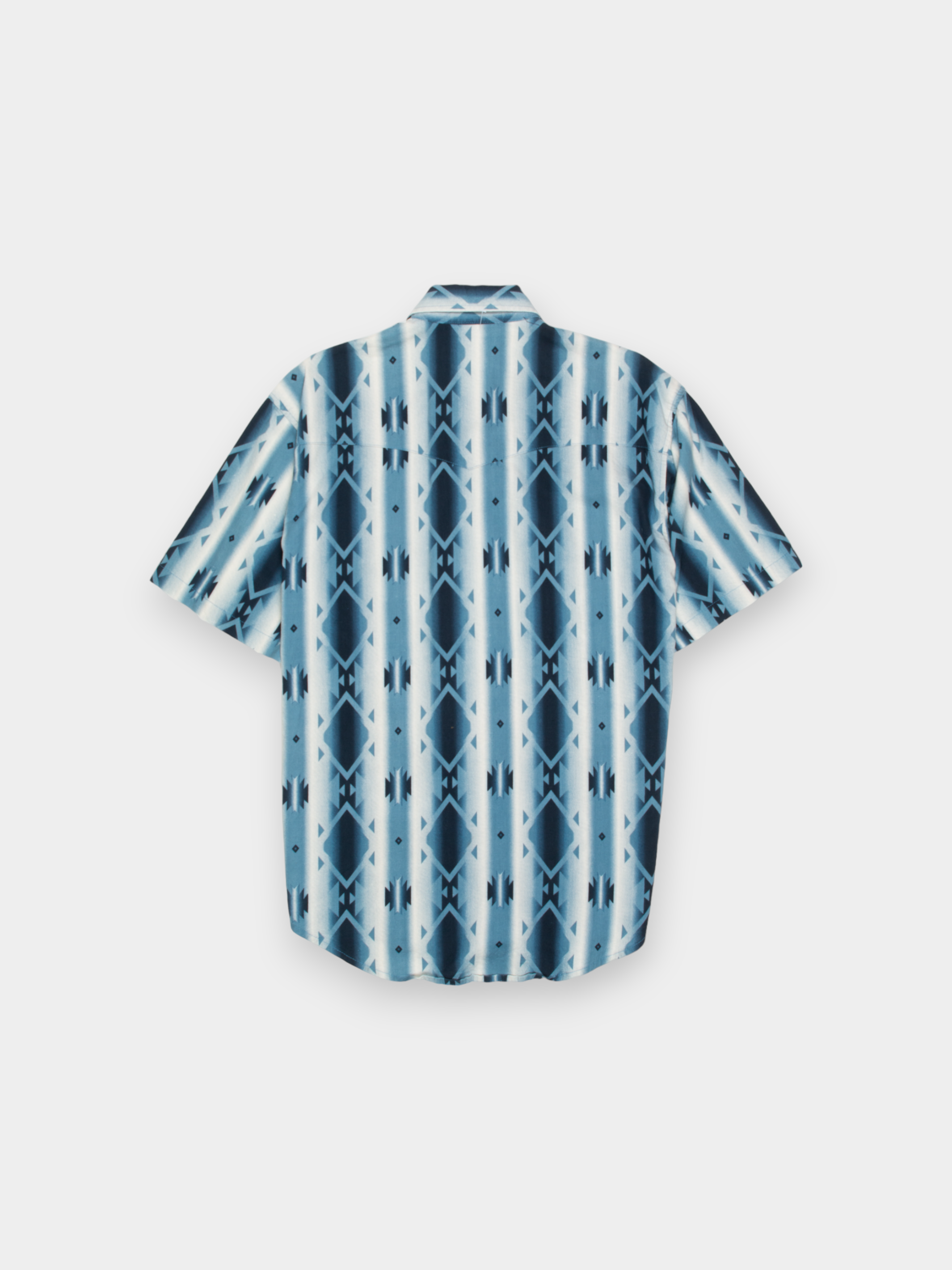90s Wrangler Blue Aztec Printed Western Shirt M - The Thrift
