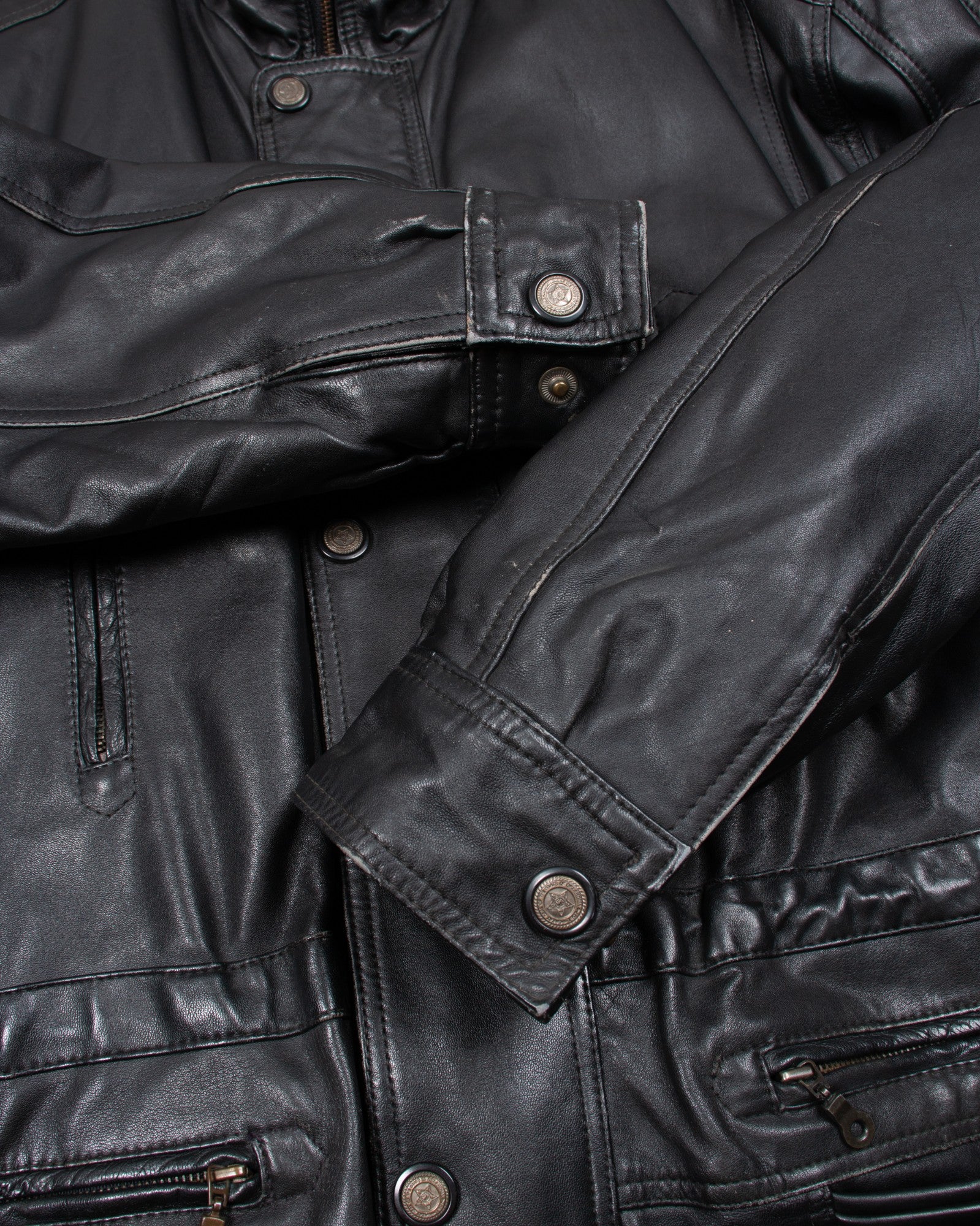 90s Exclusive Leather Black Jacket XL - The Thrift