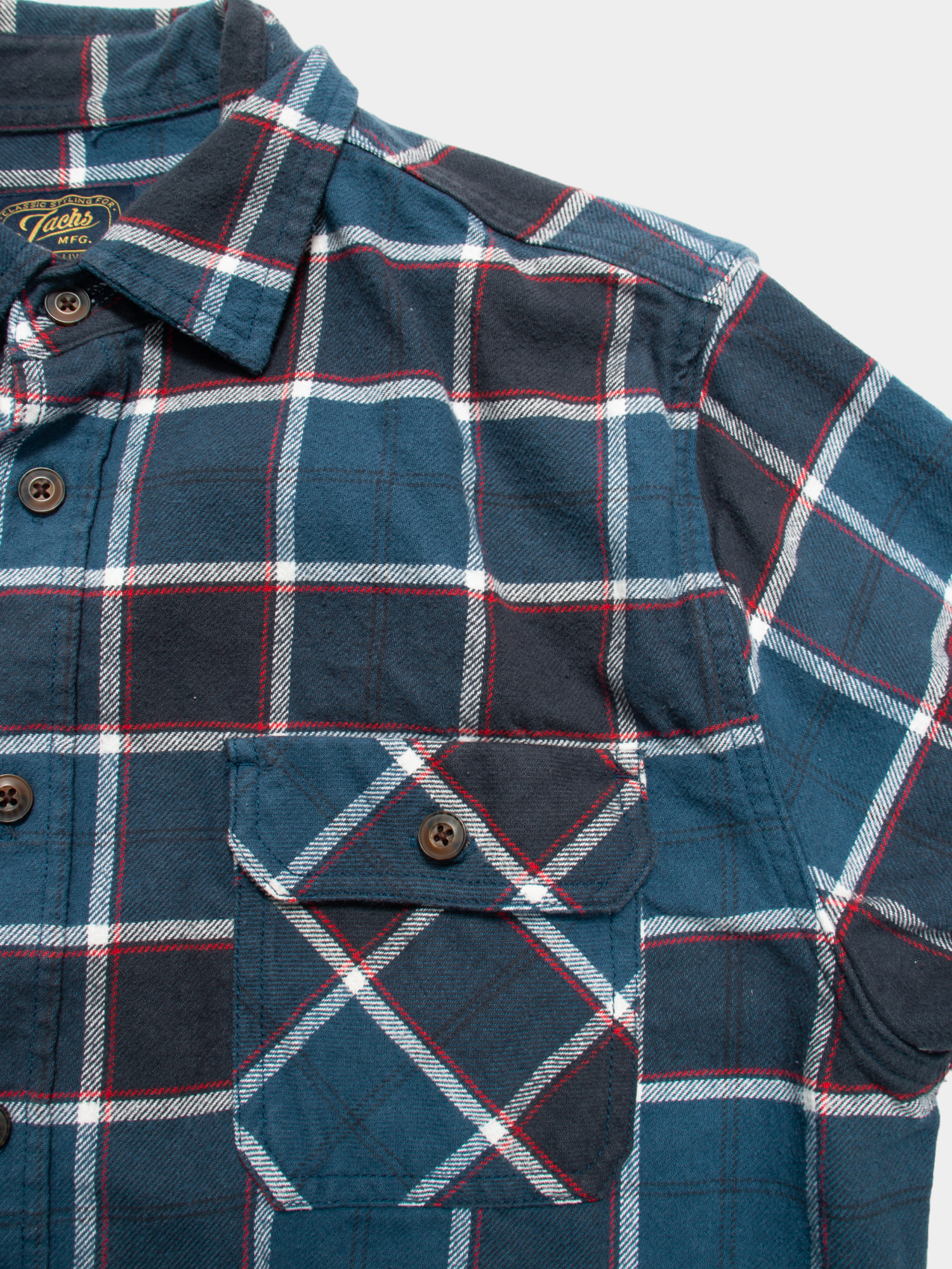 Jachs Navy Checked Heritage Flannel Shirt M - The Thrift