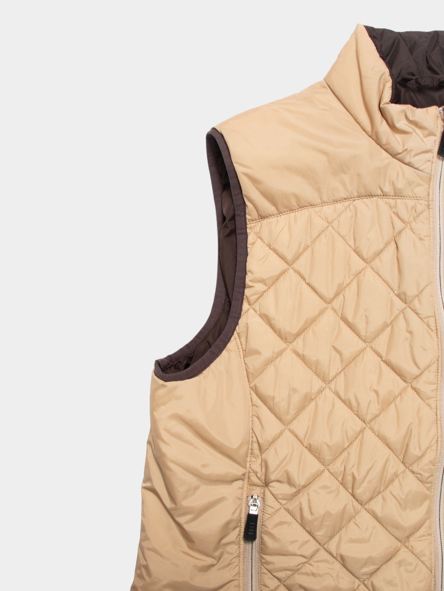 00s Lands End Beige Quilted Sleeveless Vest Size M - The Thrift