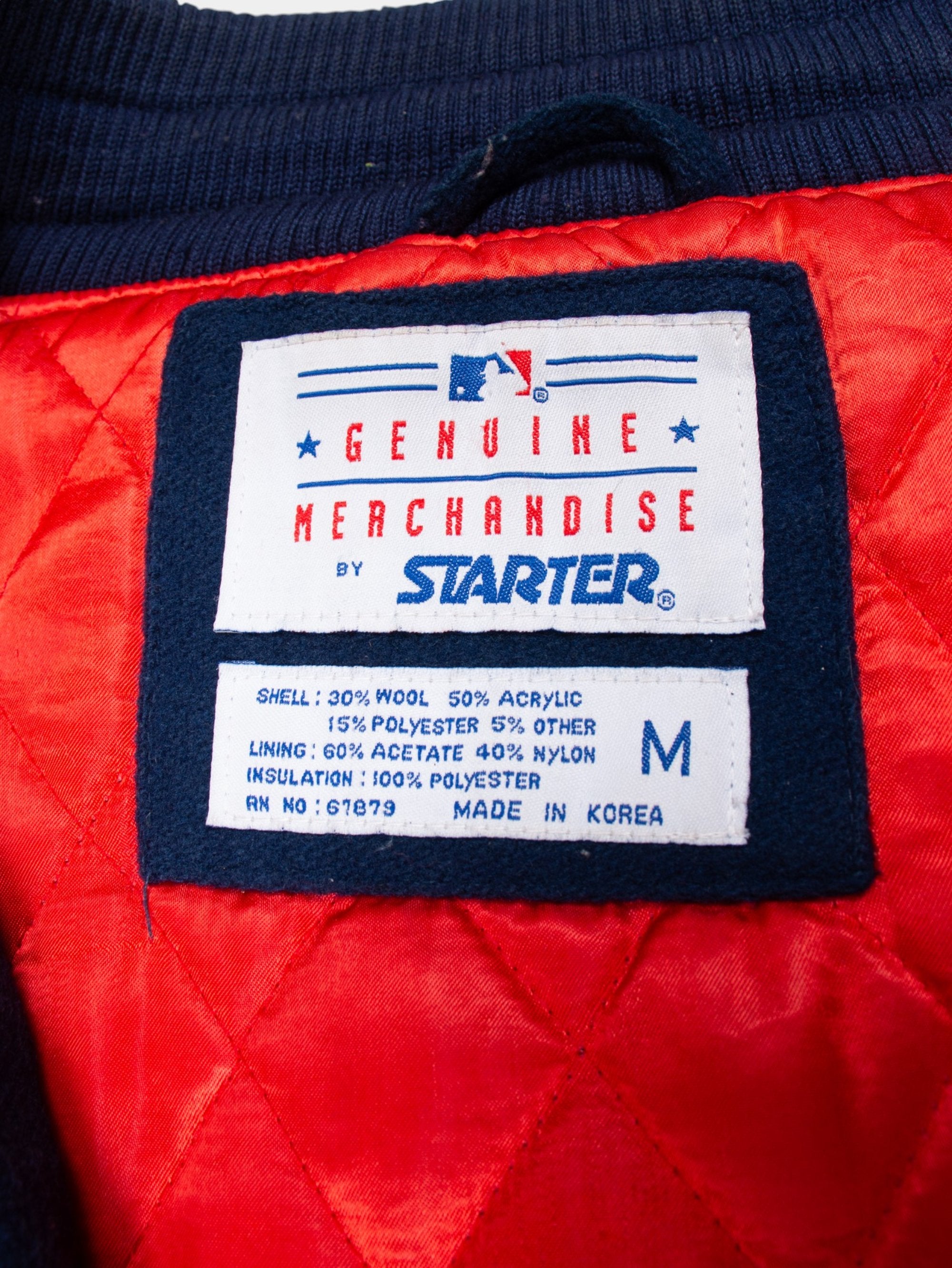 90s Red Sox Navy Wool Starter Varsity Jacket L - The Thrift