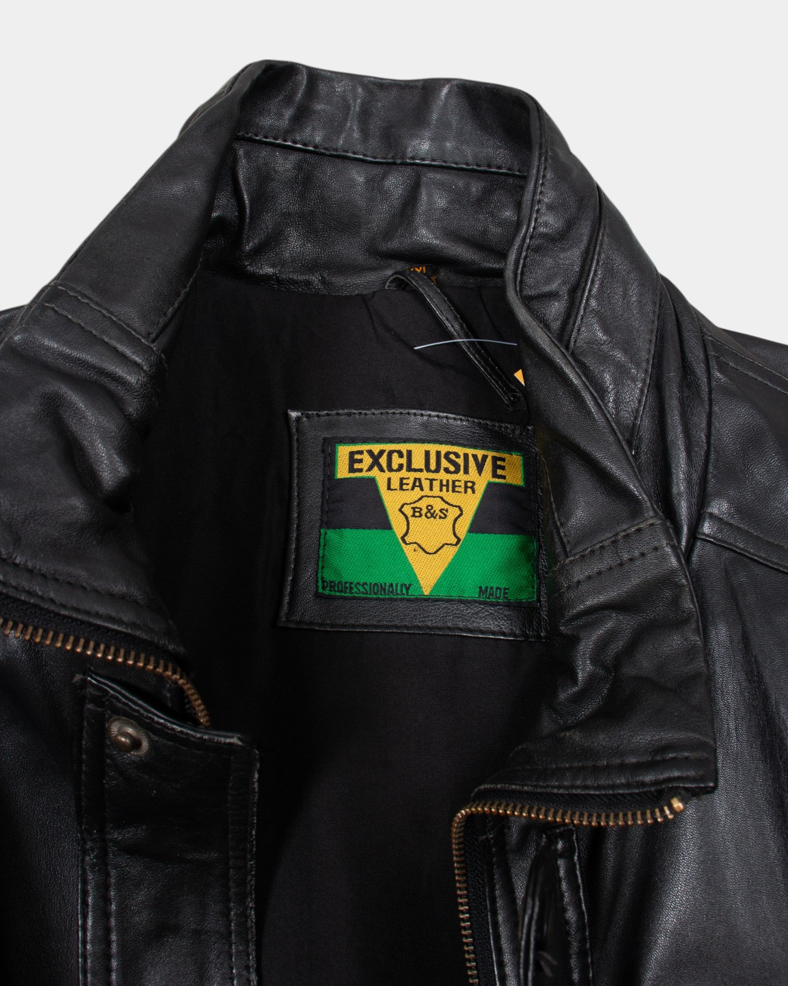 90s Exclusive Leather Black Jacket XL - The Thrift