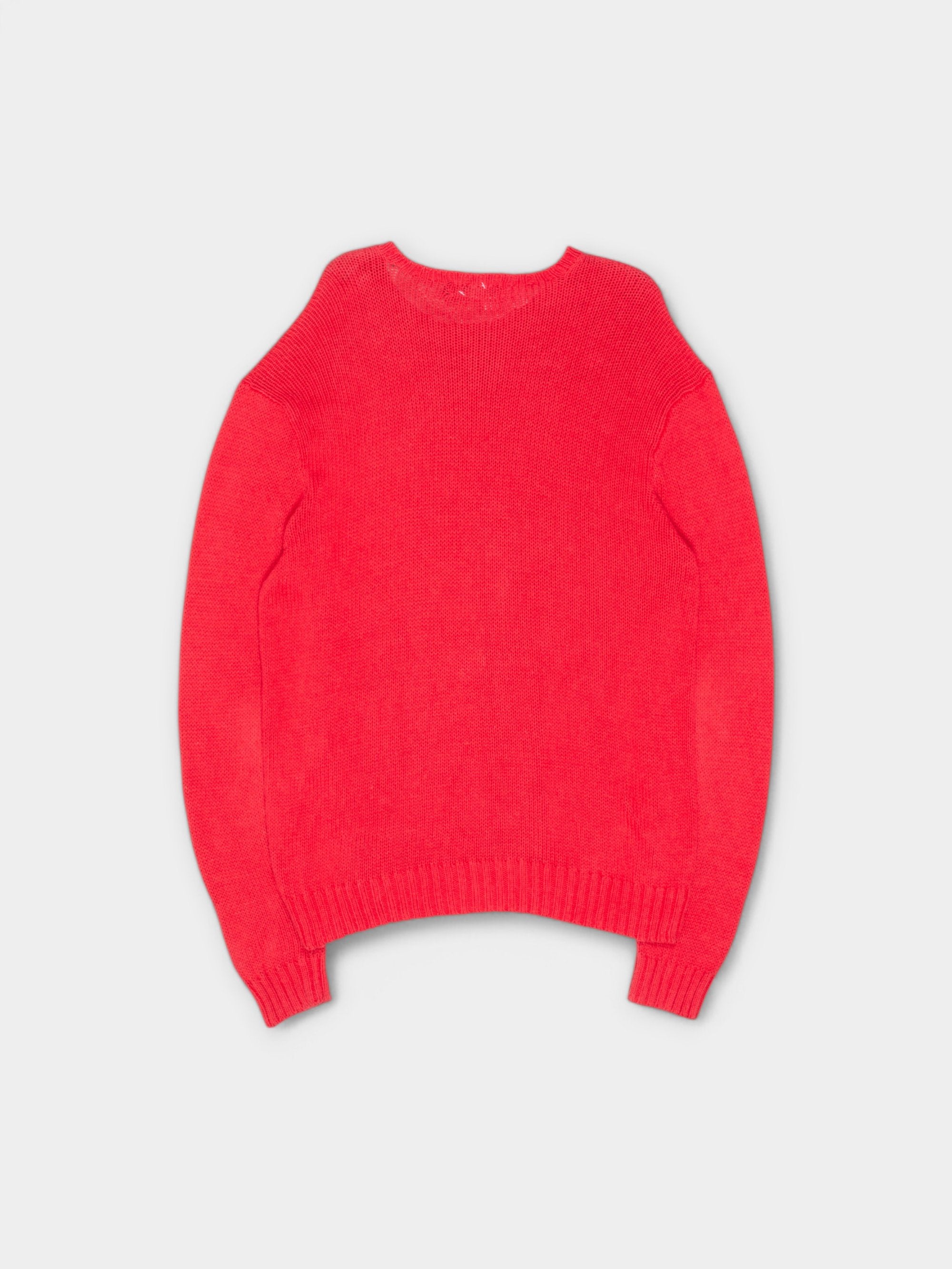 90s Polo by Ralph Lauren Red Cotton Linen Sweater XL - The Thrift