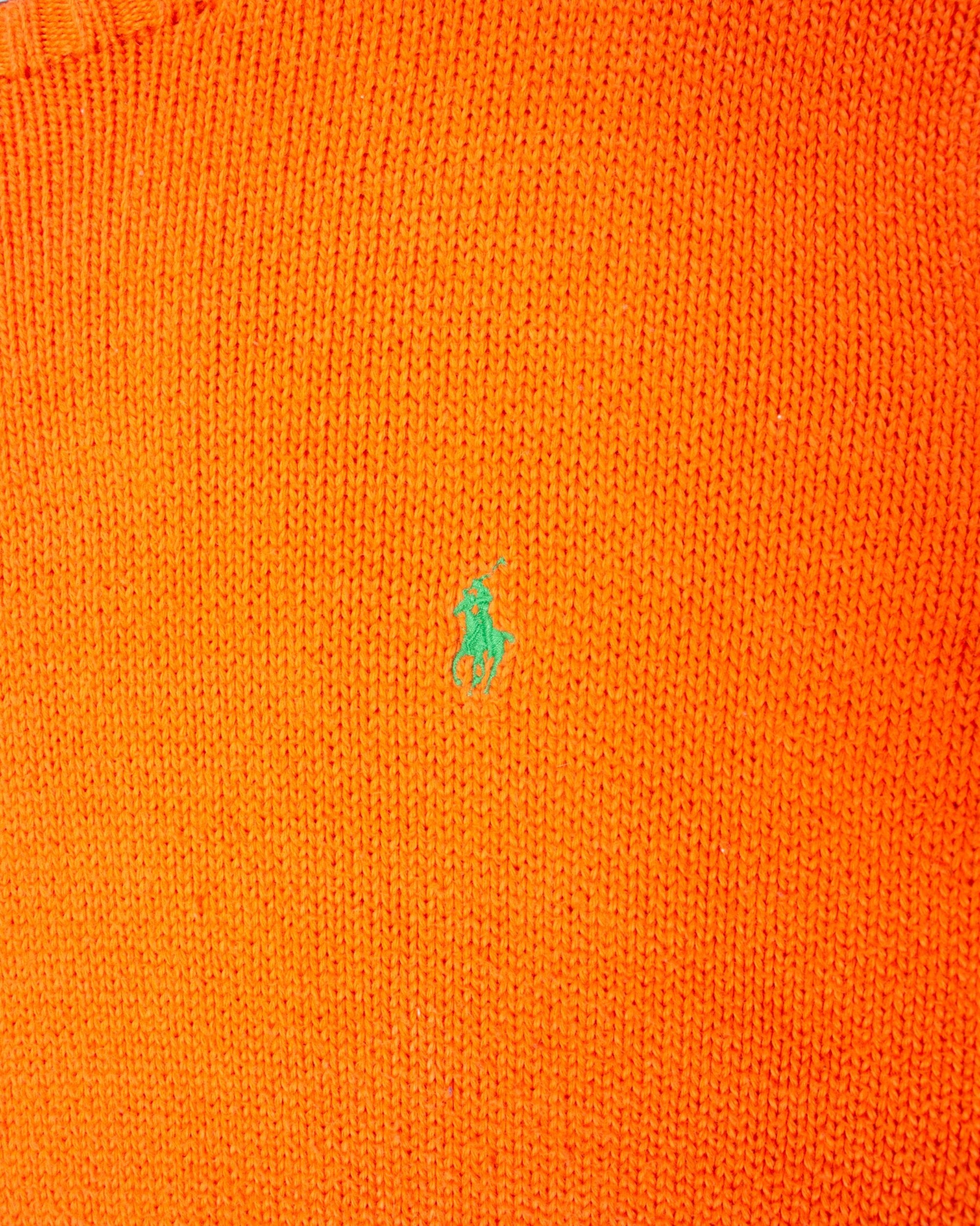 90s Polo Ralph Lauren Orange Knit Sweater M - The Thrift