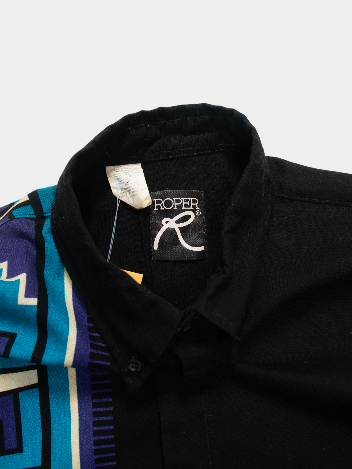 00s Roper Black Aztec Pattern Western Shirt M - The Thrift