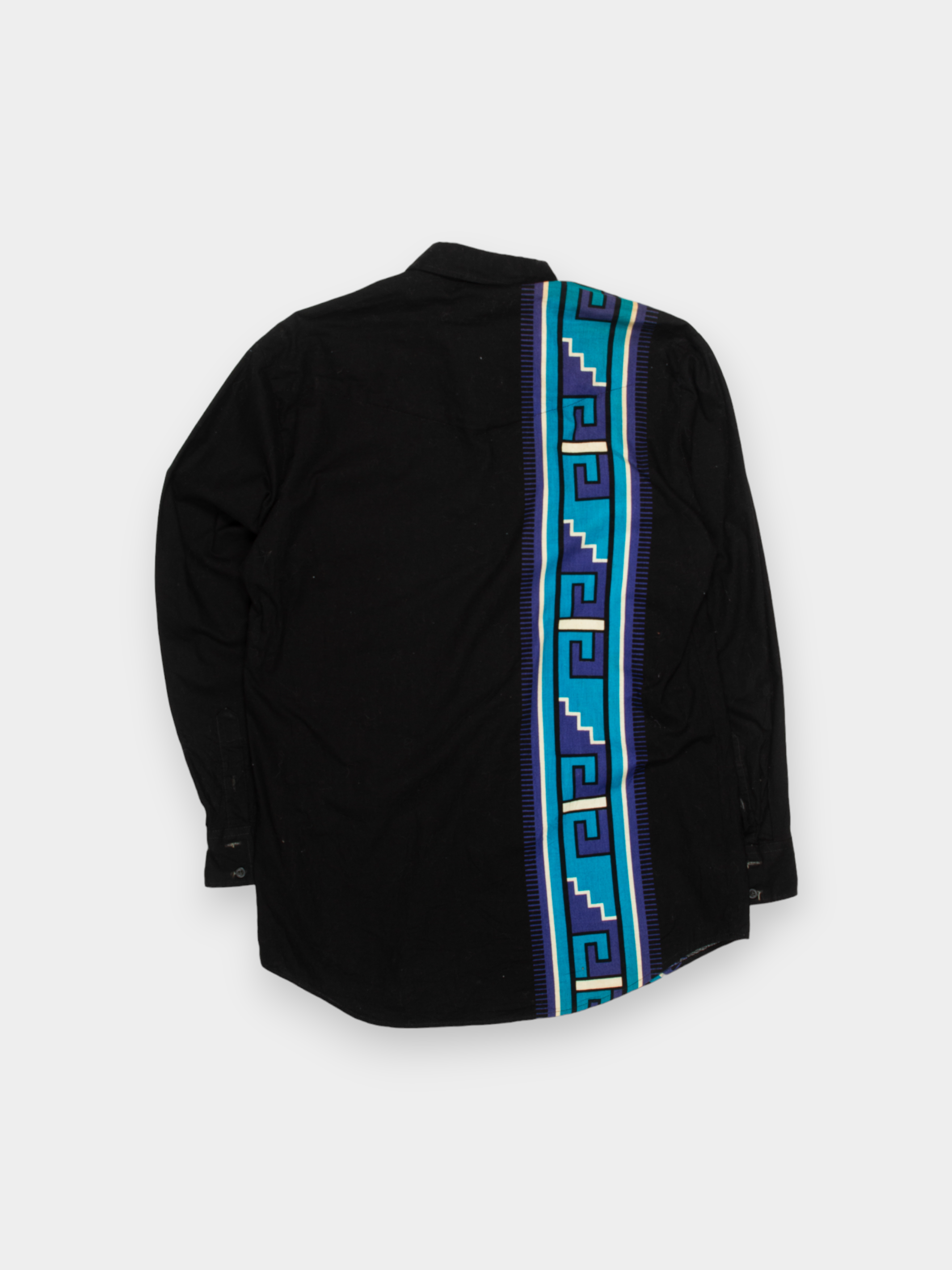 00s Roper Black Aztec Pattern Western Shirt M - The Thrift