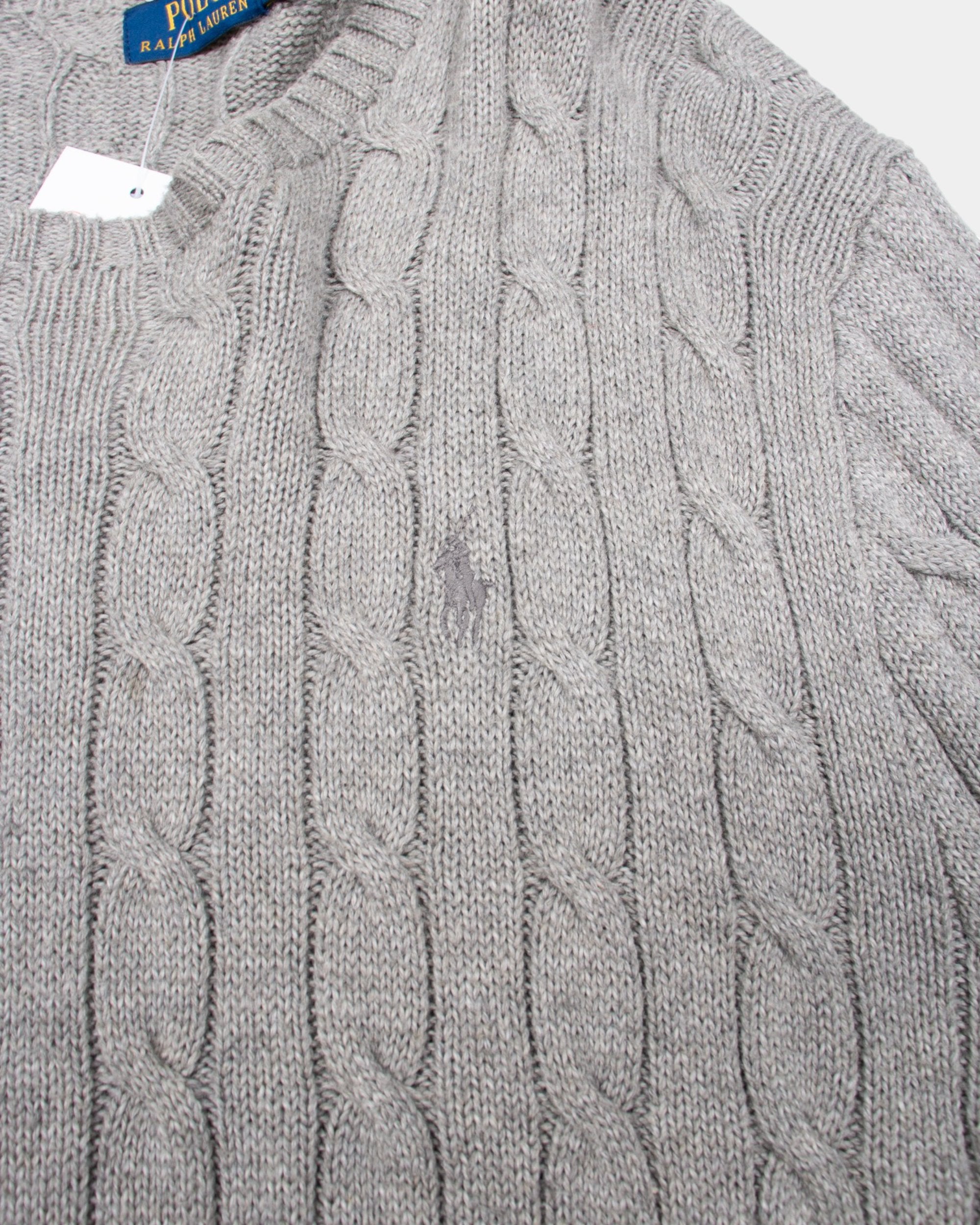 Modern Polo Ralph Lauren Grey Knit Sweater L - The Thrift