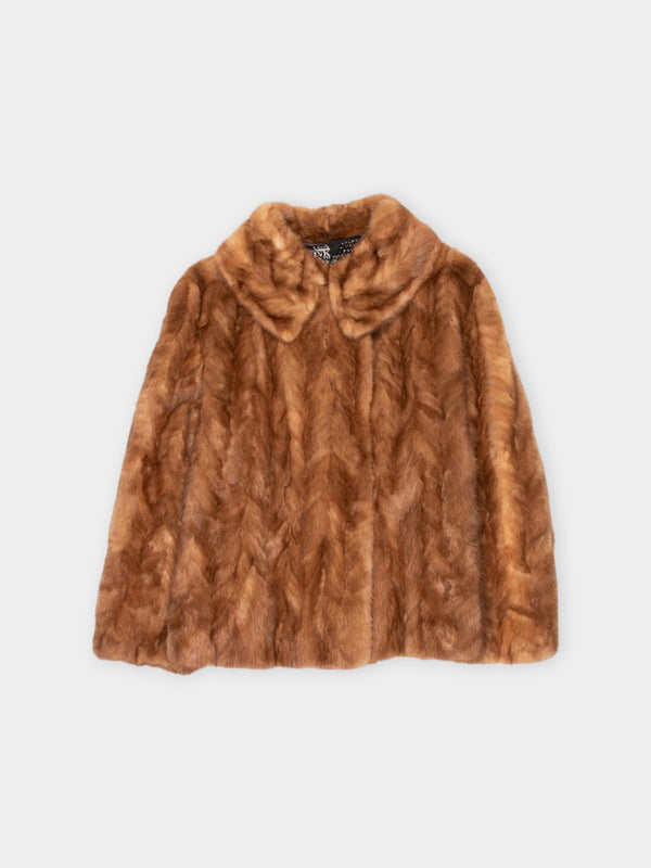 60s Saga Mink Brown Fur Coat L