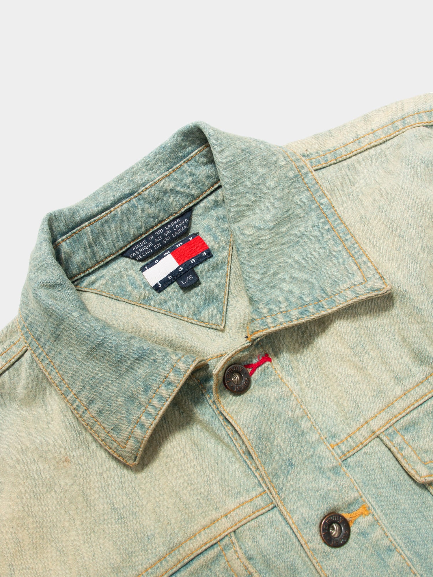 00s Tommy Hilfiger Light Blue Denim Jacket L - The Thrift