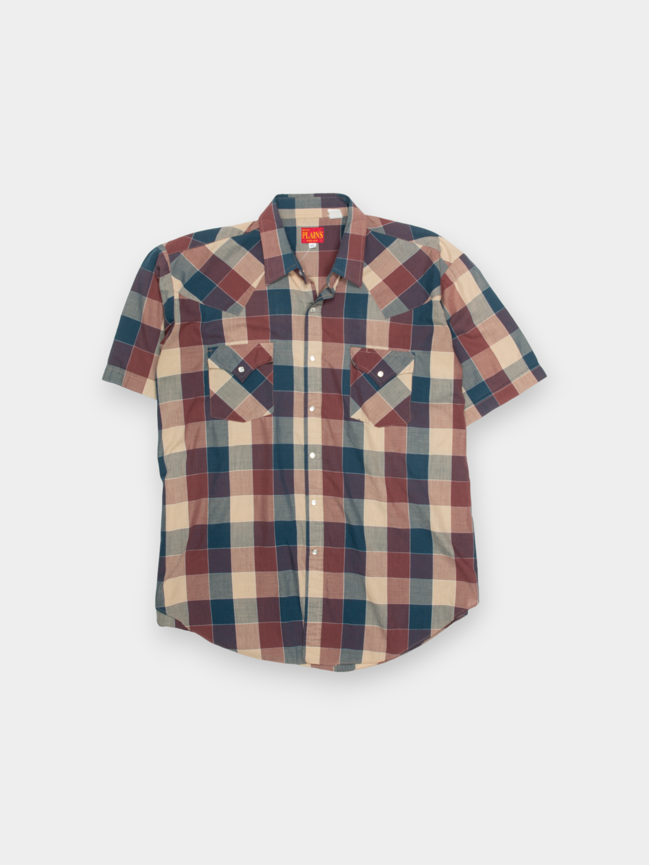 90s Billy Plains Burgundy Blue Checked Western Shirt XL - The Thrift