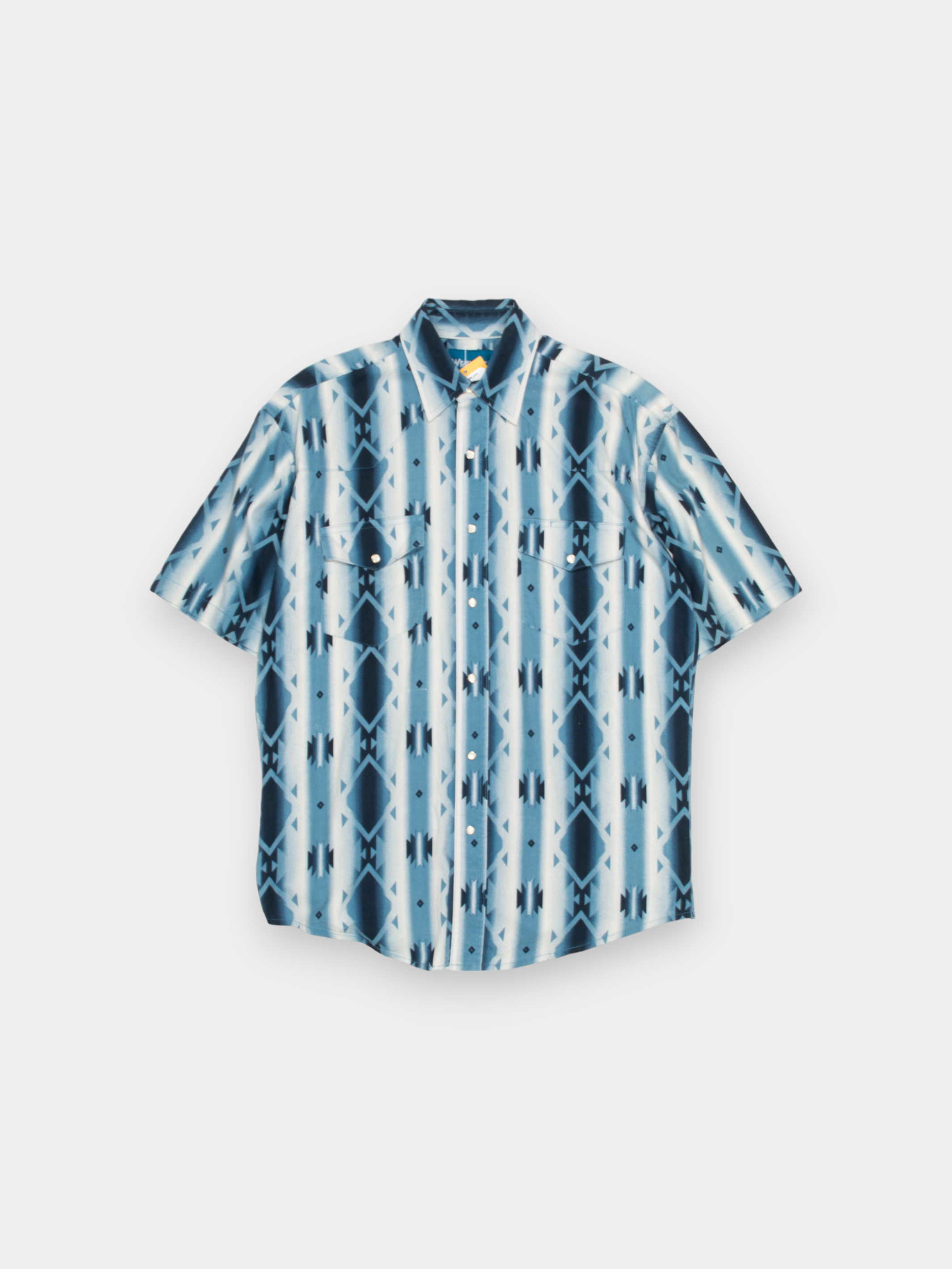 90s Wrangler Blue Aztec Printed Western Shirt M - The Thrift