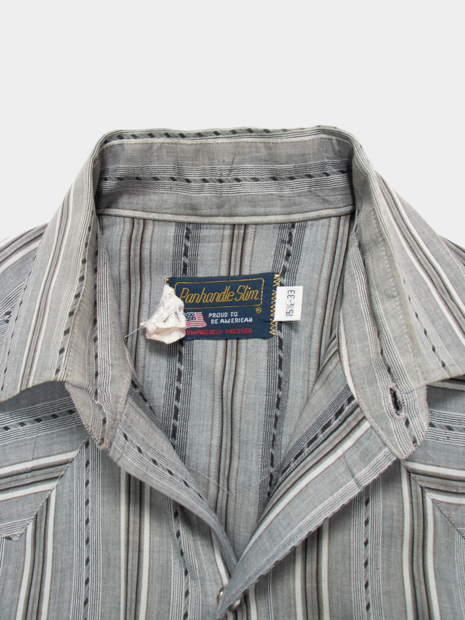 Vintage Panhandle Slim Grey Striped Western Shirt M - The Thrift