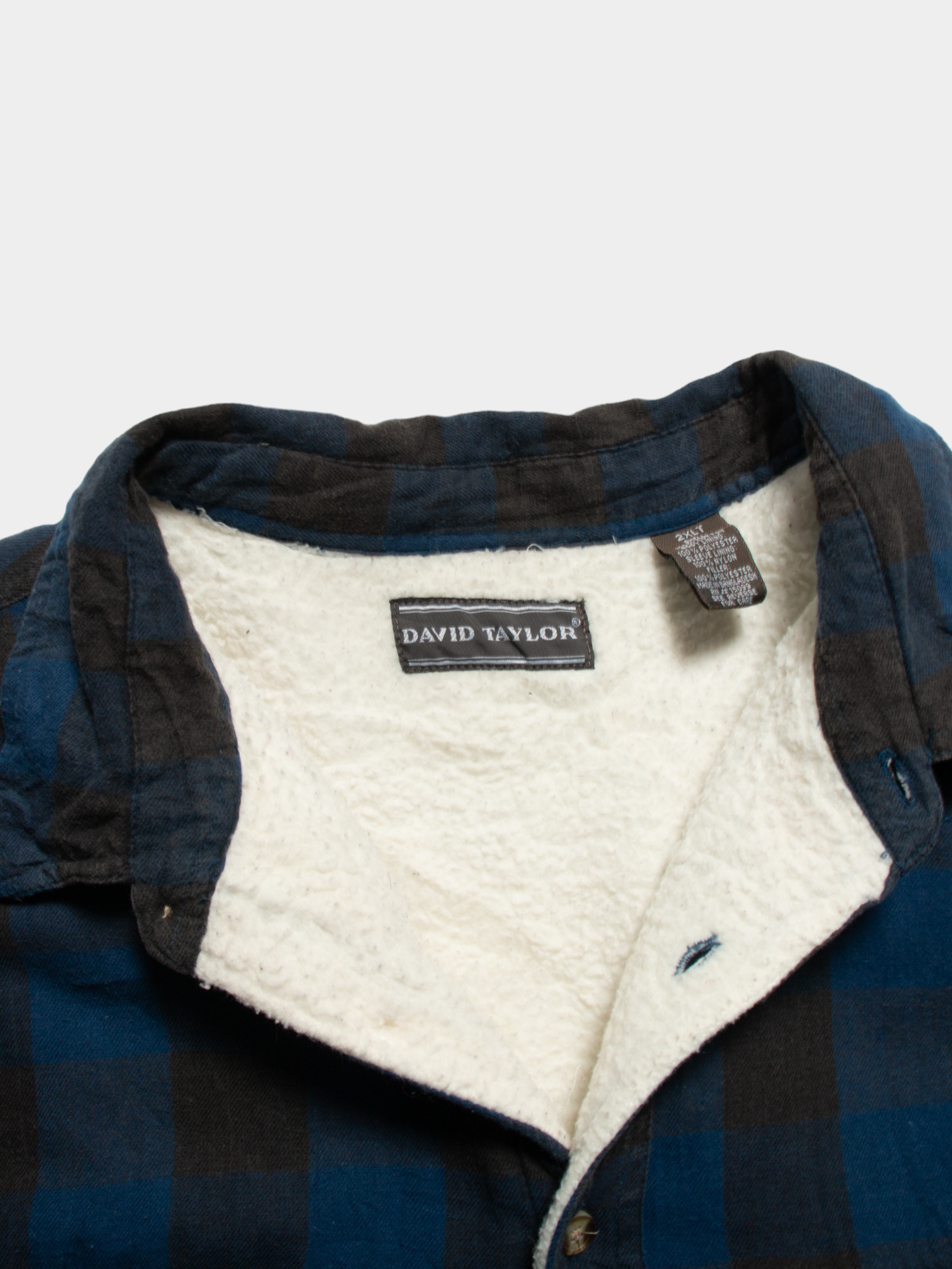 90s David Taylor Blue Black Flannel Shirt Lined XXL - The Thrift