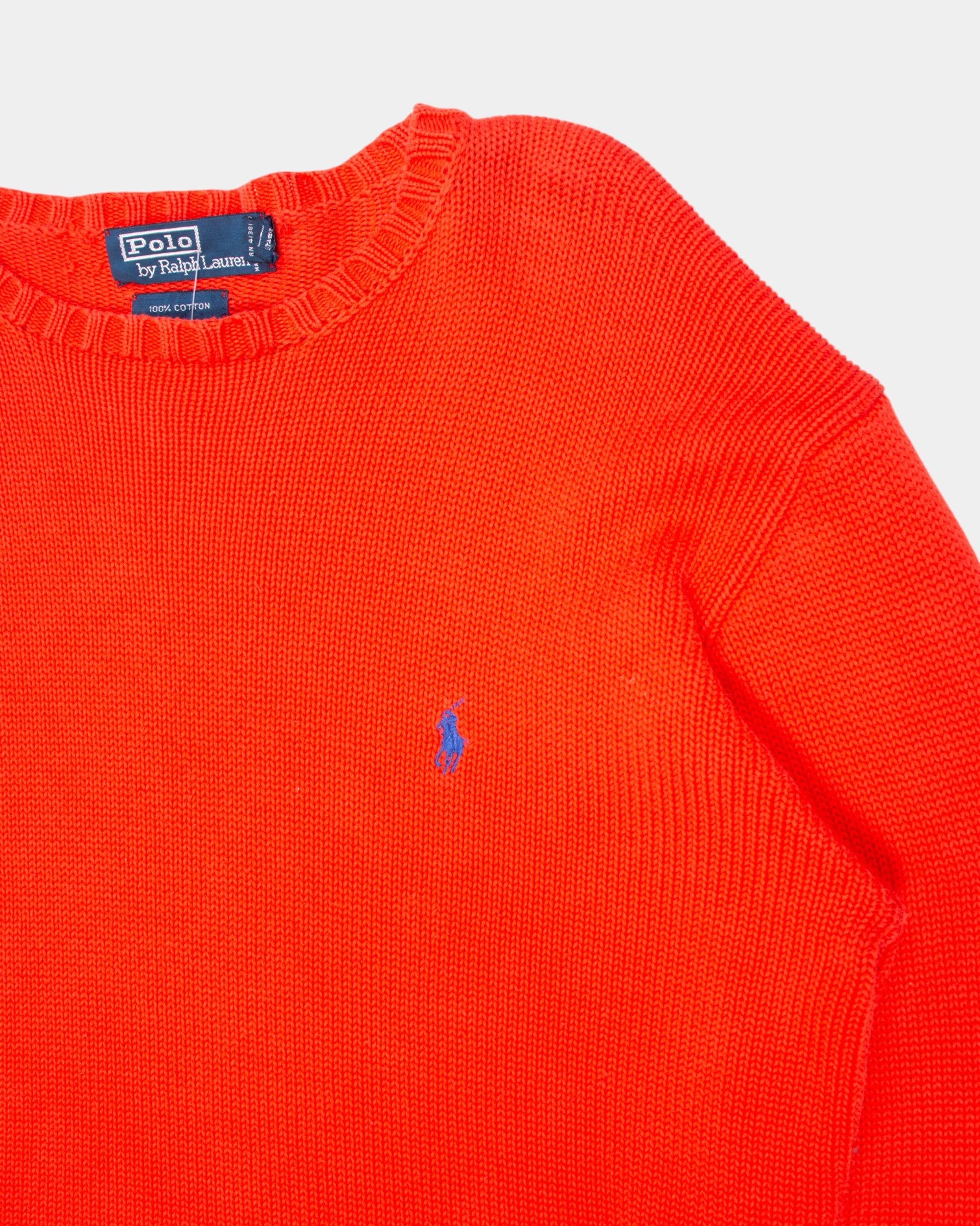 90s Polo Ralph Lauren Orange Cotton Knit S - The Thrift