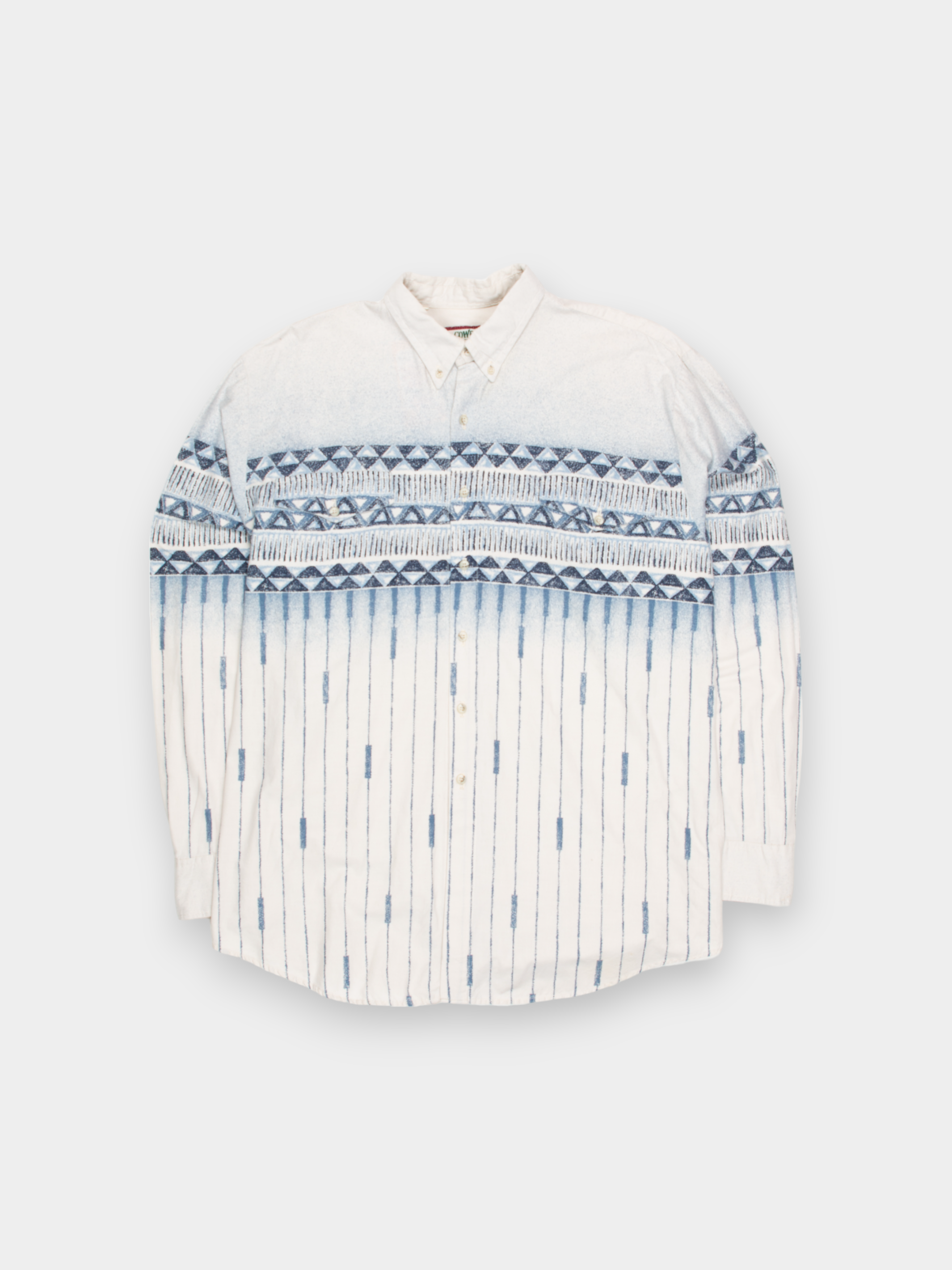 90s Cowboys' Turtle Blue Pattern Western Shirt L - The Thrift