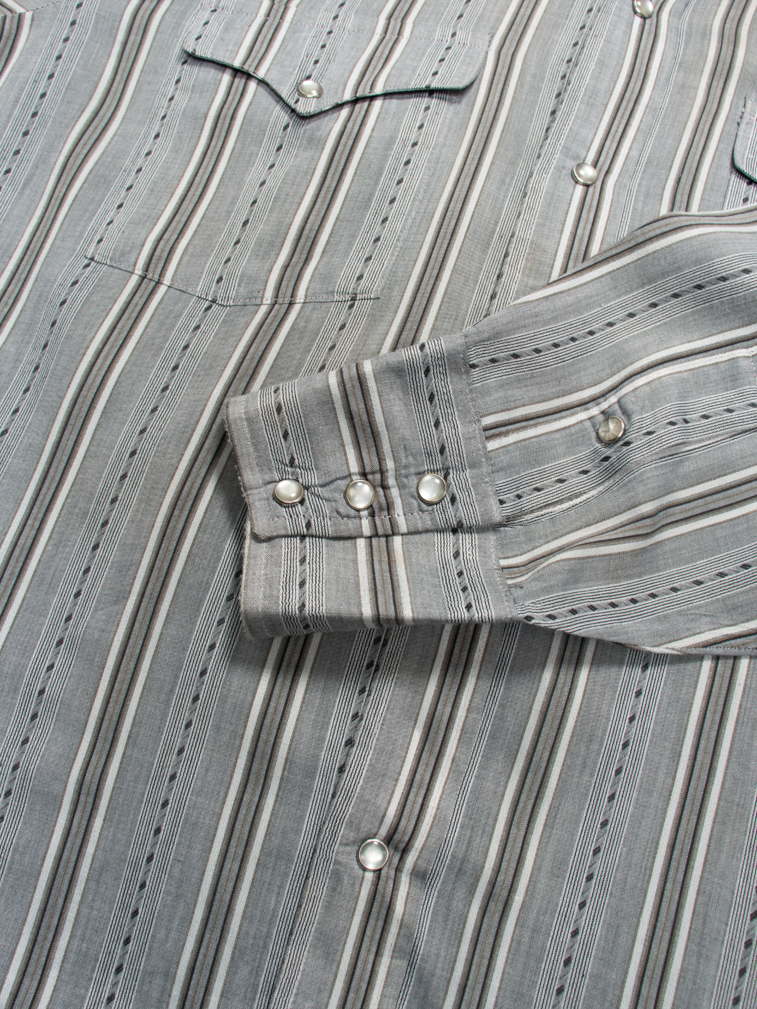 Vintage Panhandle Slim Grey Striped Western Shirt M - The Thrift