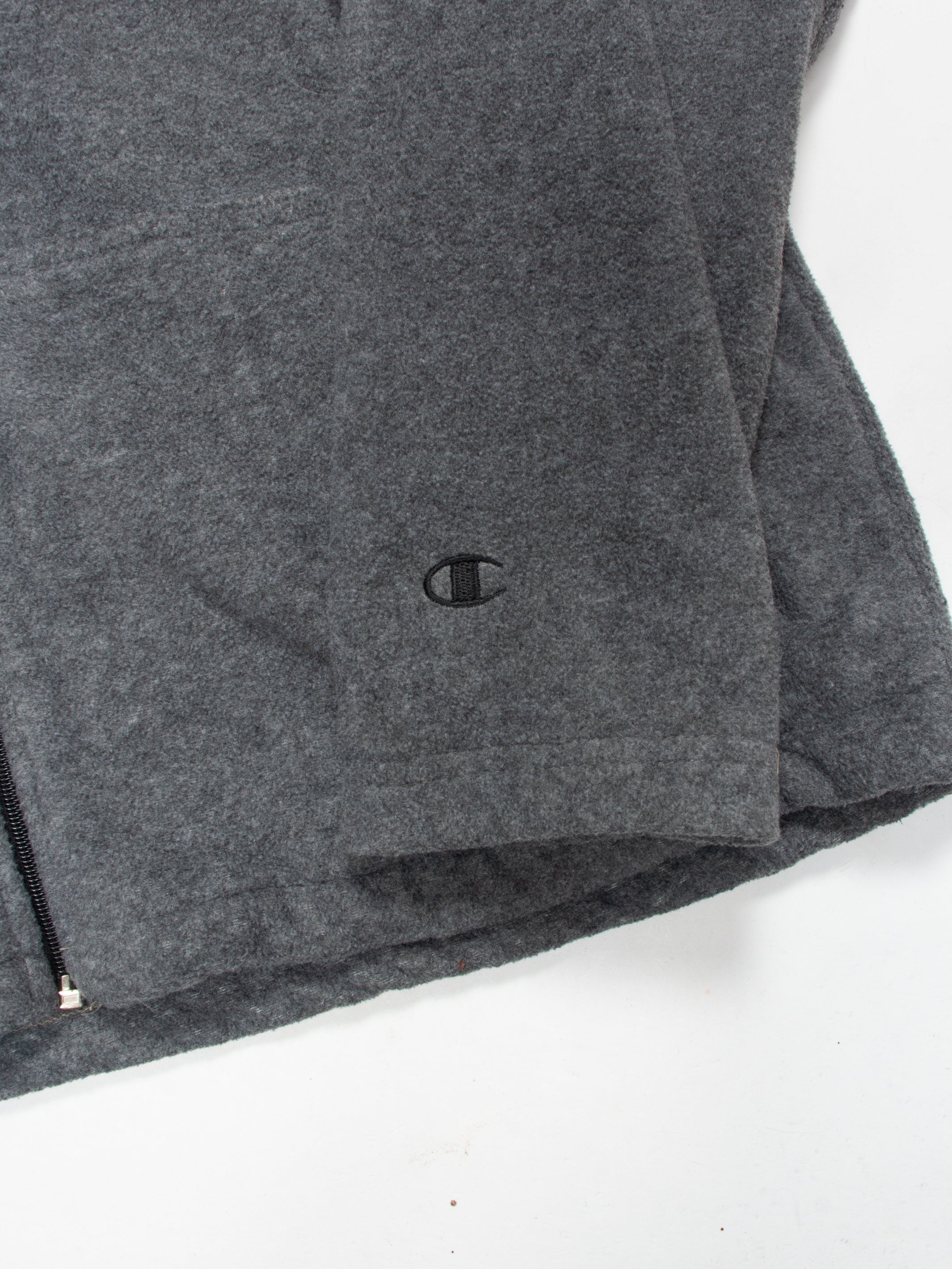 00s Champion Grey Fleece Zip Hoodie L - The Thrift