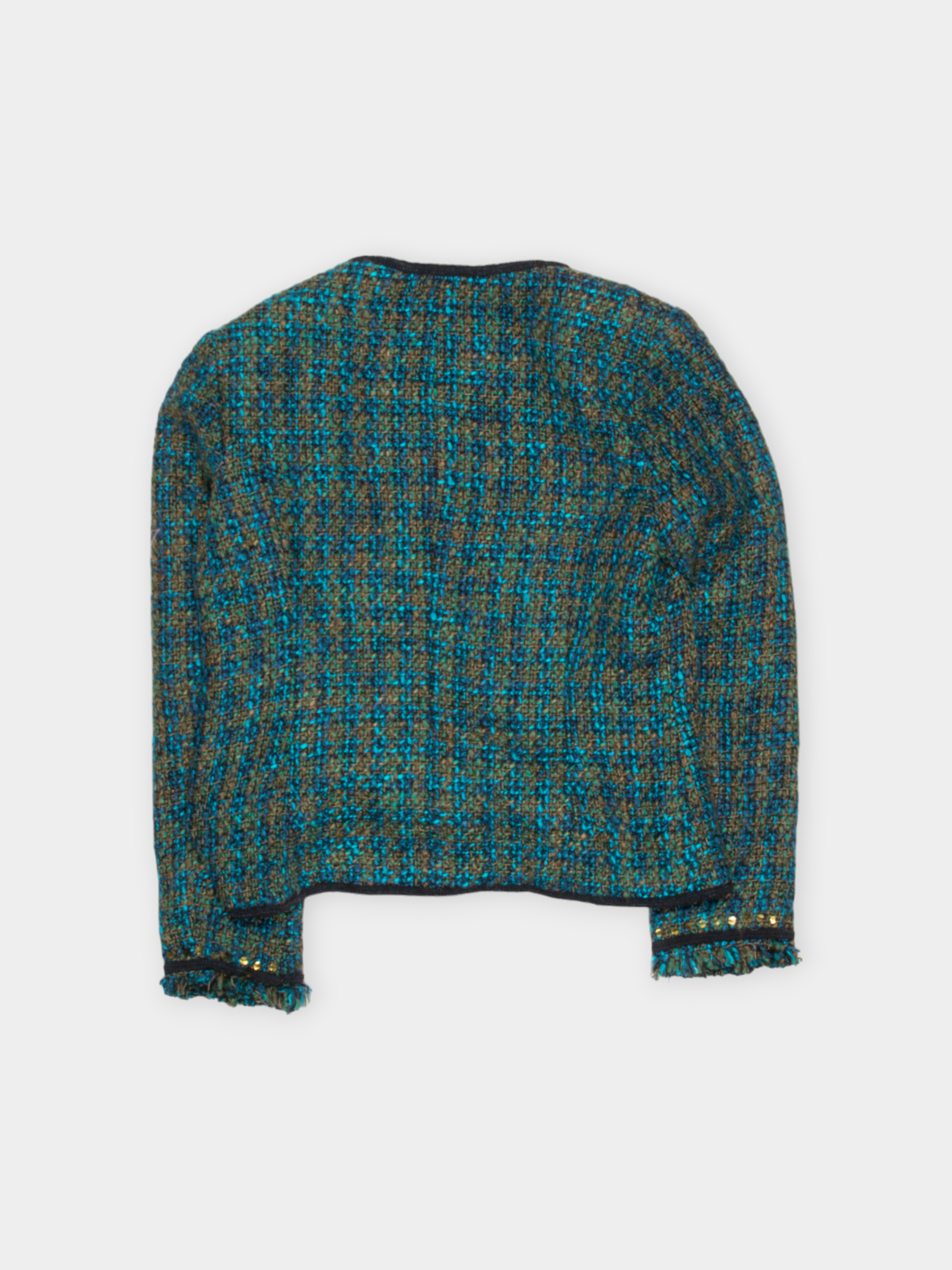 80s David Brooks Tweed Embroidered Open Jacket S - The Thrift