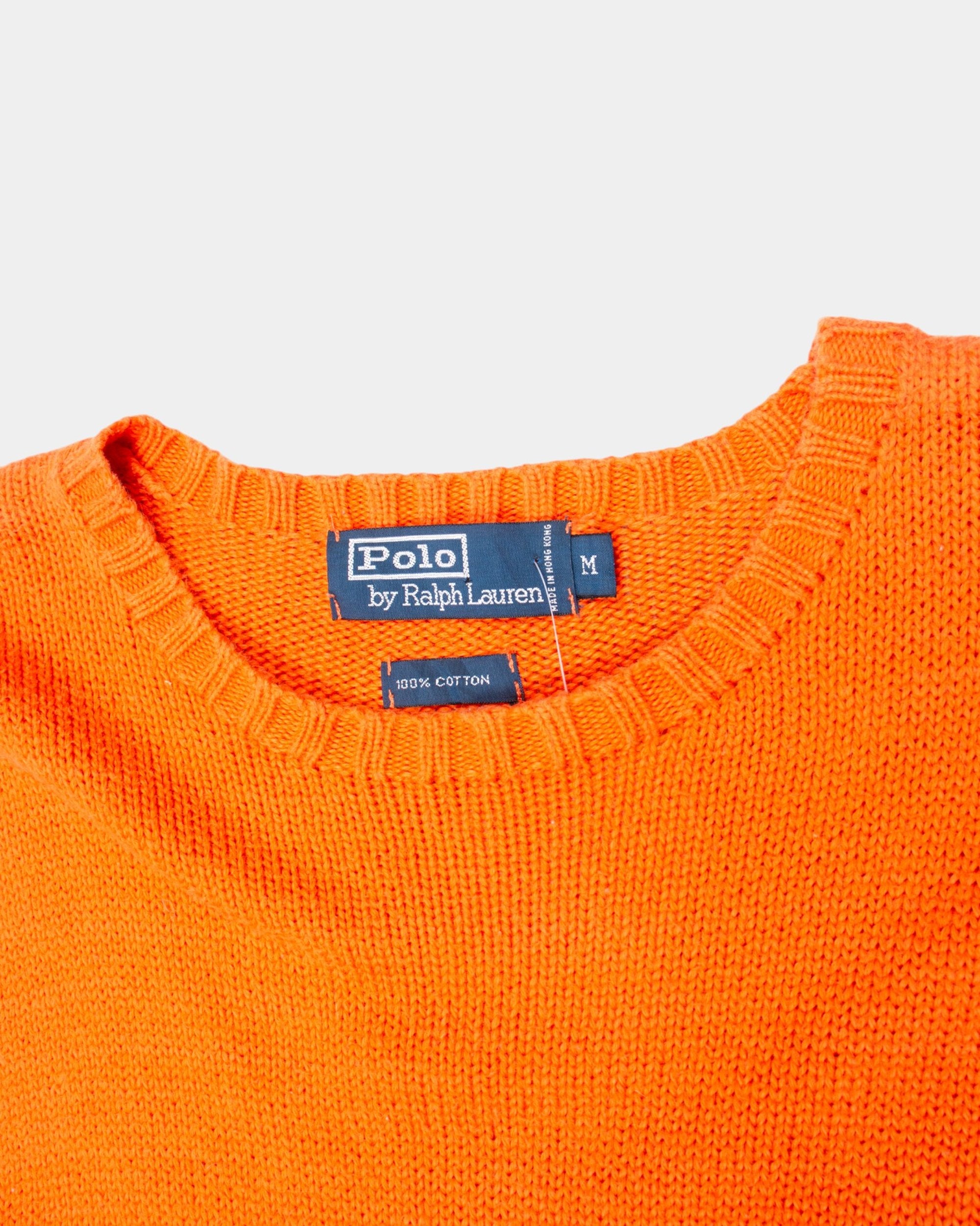 90s Polo Ralph Lauren Orange Knit Sweater M - The Thrift