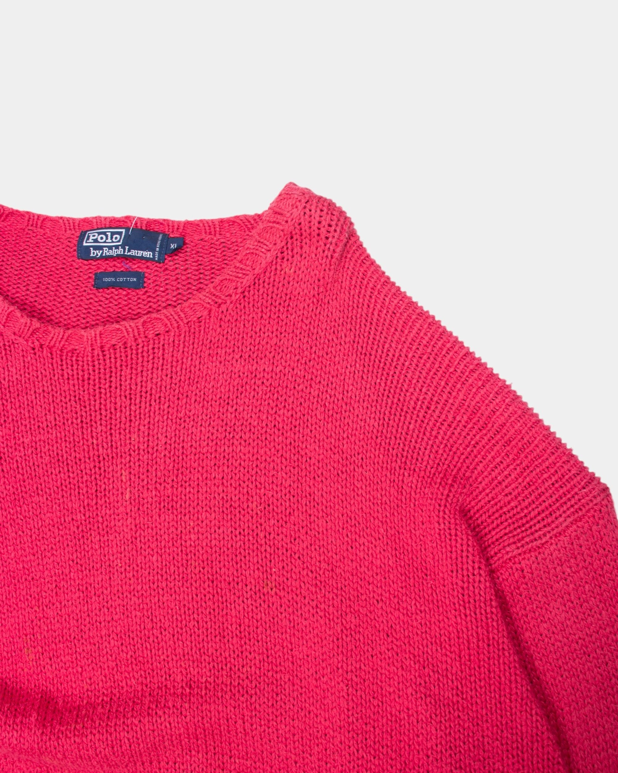 90s Polo Ralph Lauren Red Cotton Jumper XL - The Thrift