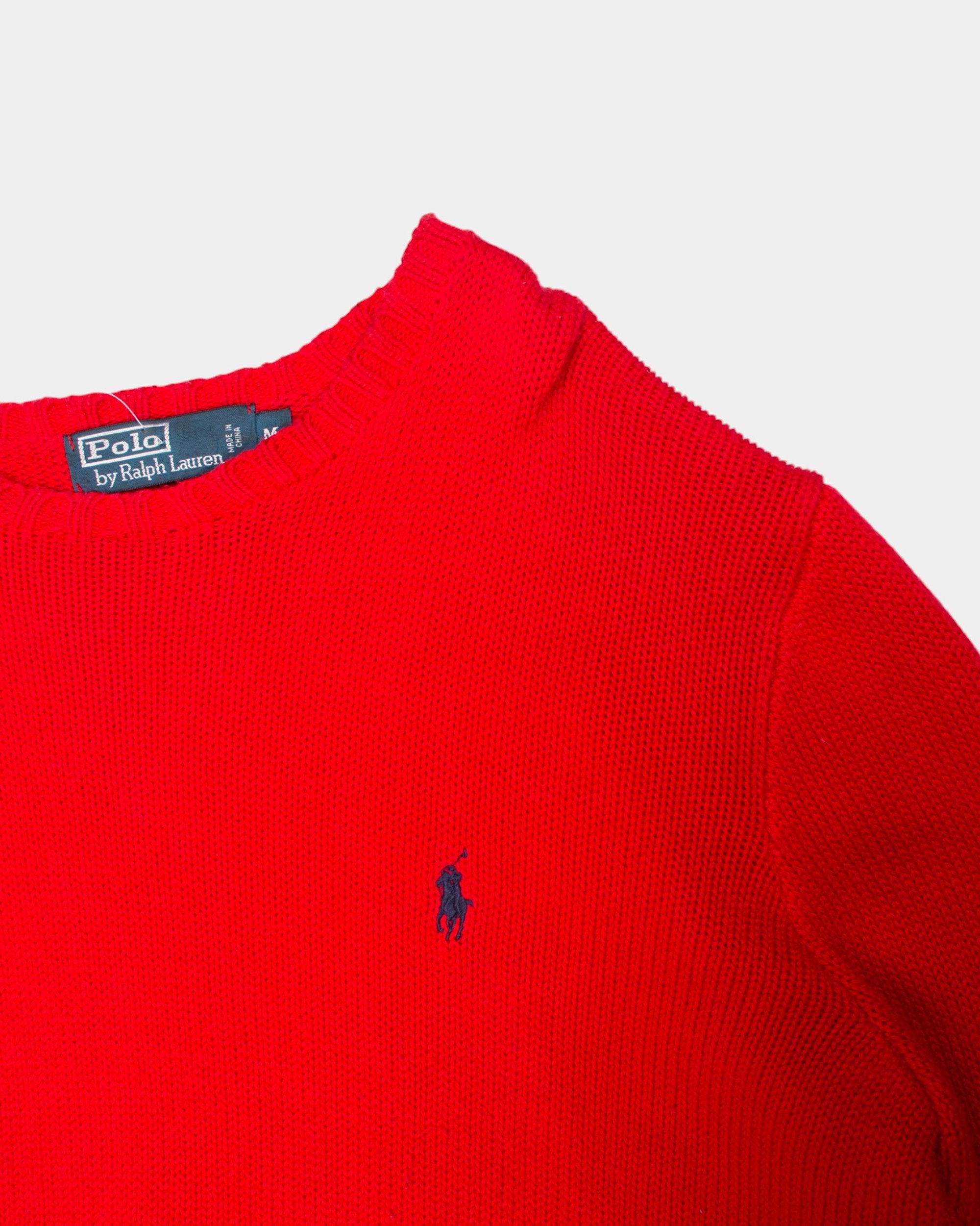 90s Polo by Ralph Lauren Red Knit Jumper M - The Thrift
