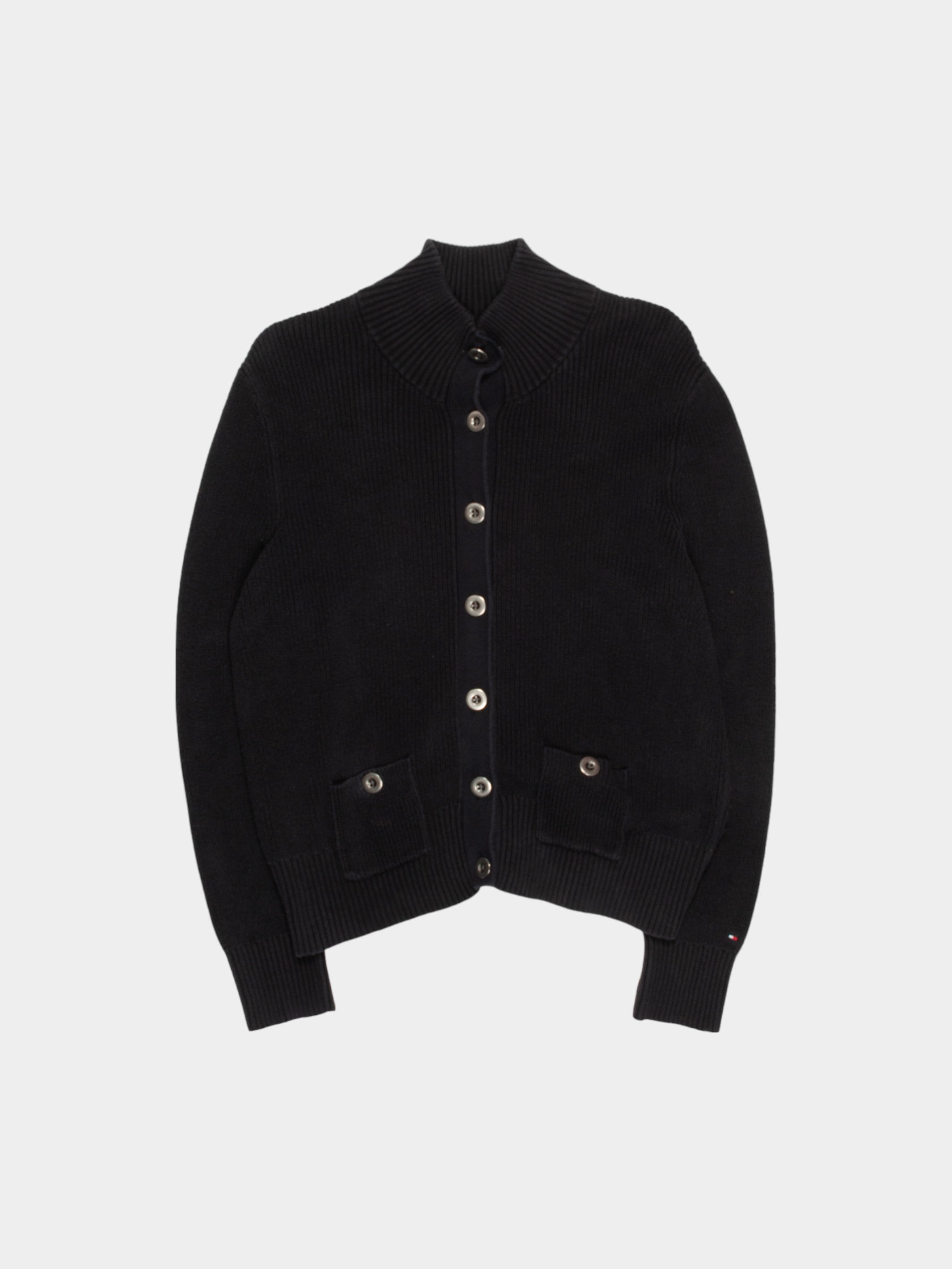 00s Tommy Hilfiger Black Knit Cardigan XL - The Thrift