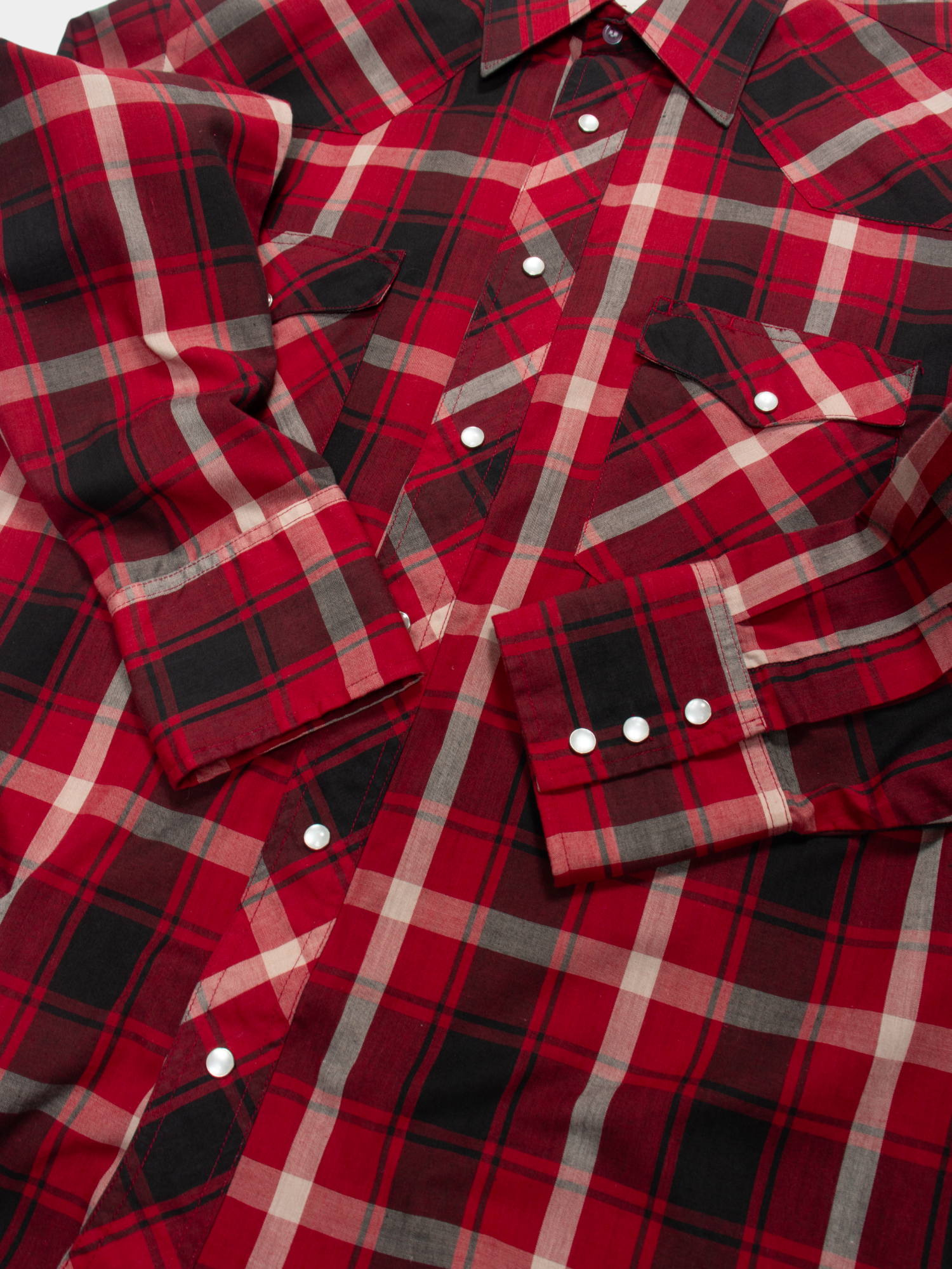 90s Wrangler Red Plaid Cowboy Western Shirt M - The Thrift