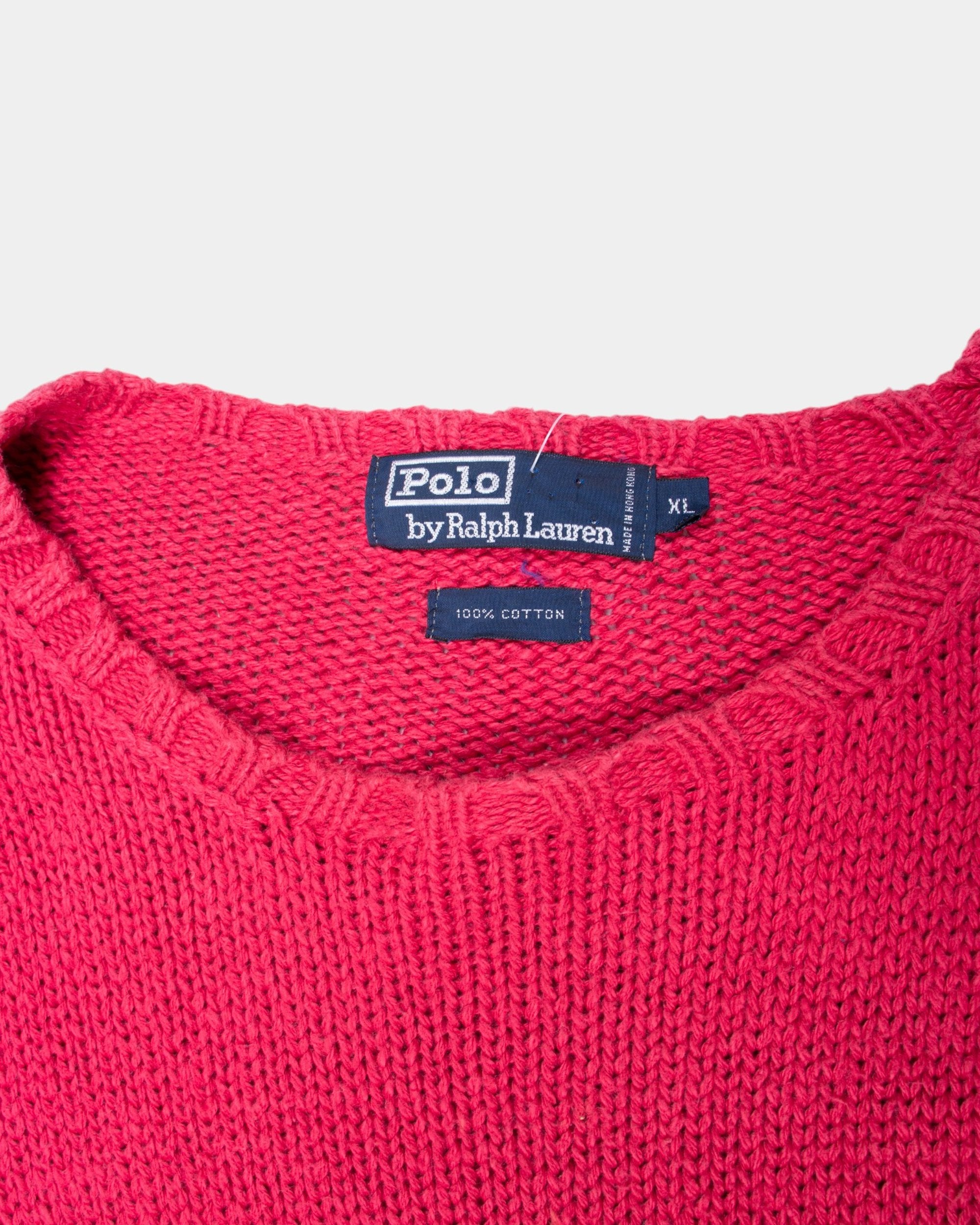 90s Polo Ralph Lauren Red Cotton Jumper XL - The Thrift