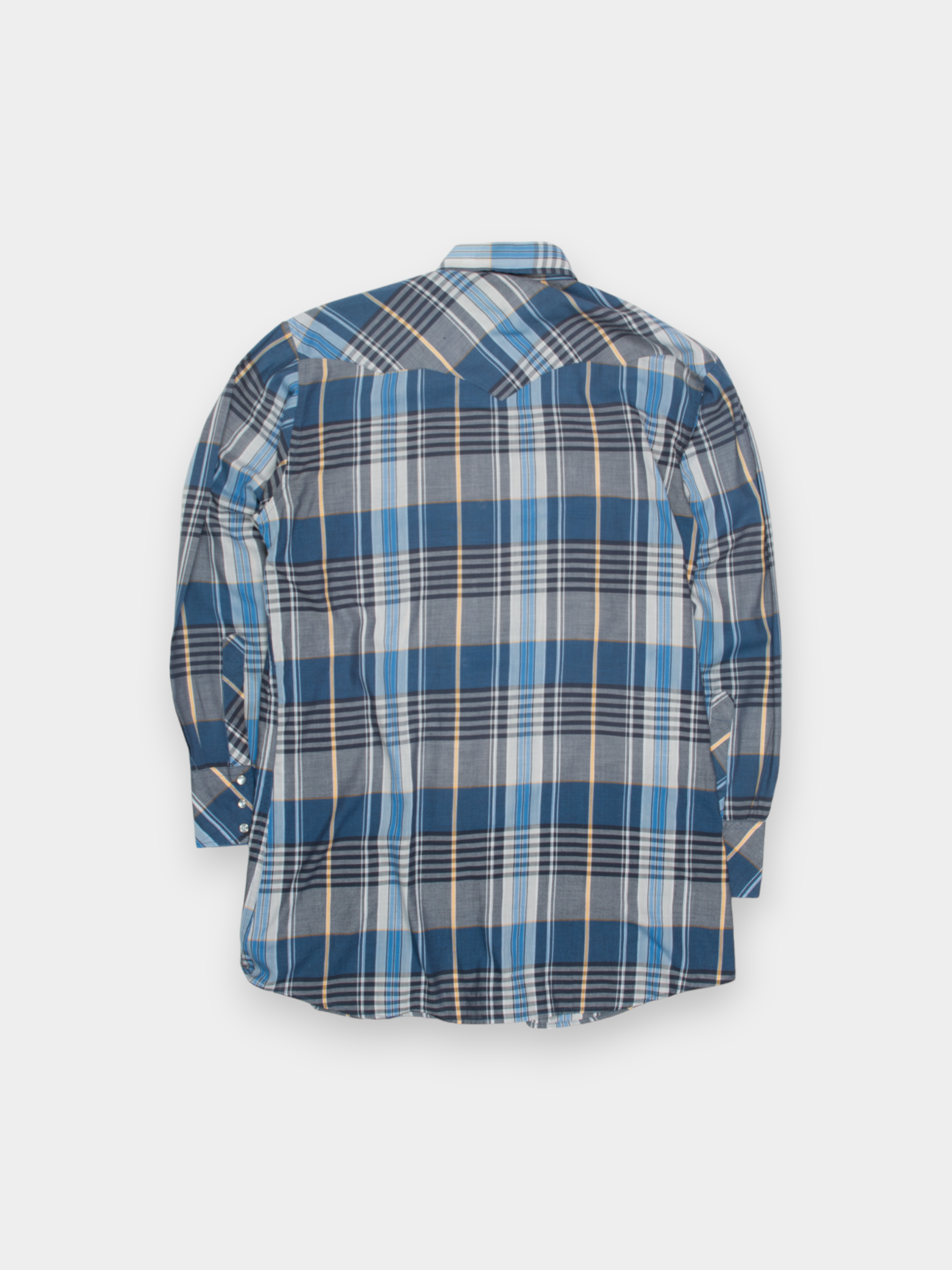 90s White Horse Navy Plaid Flannel Western Shirt M - The Thrift