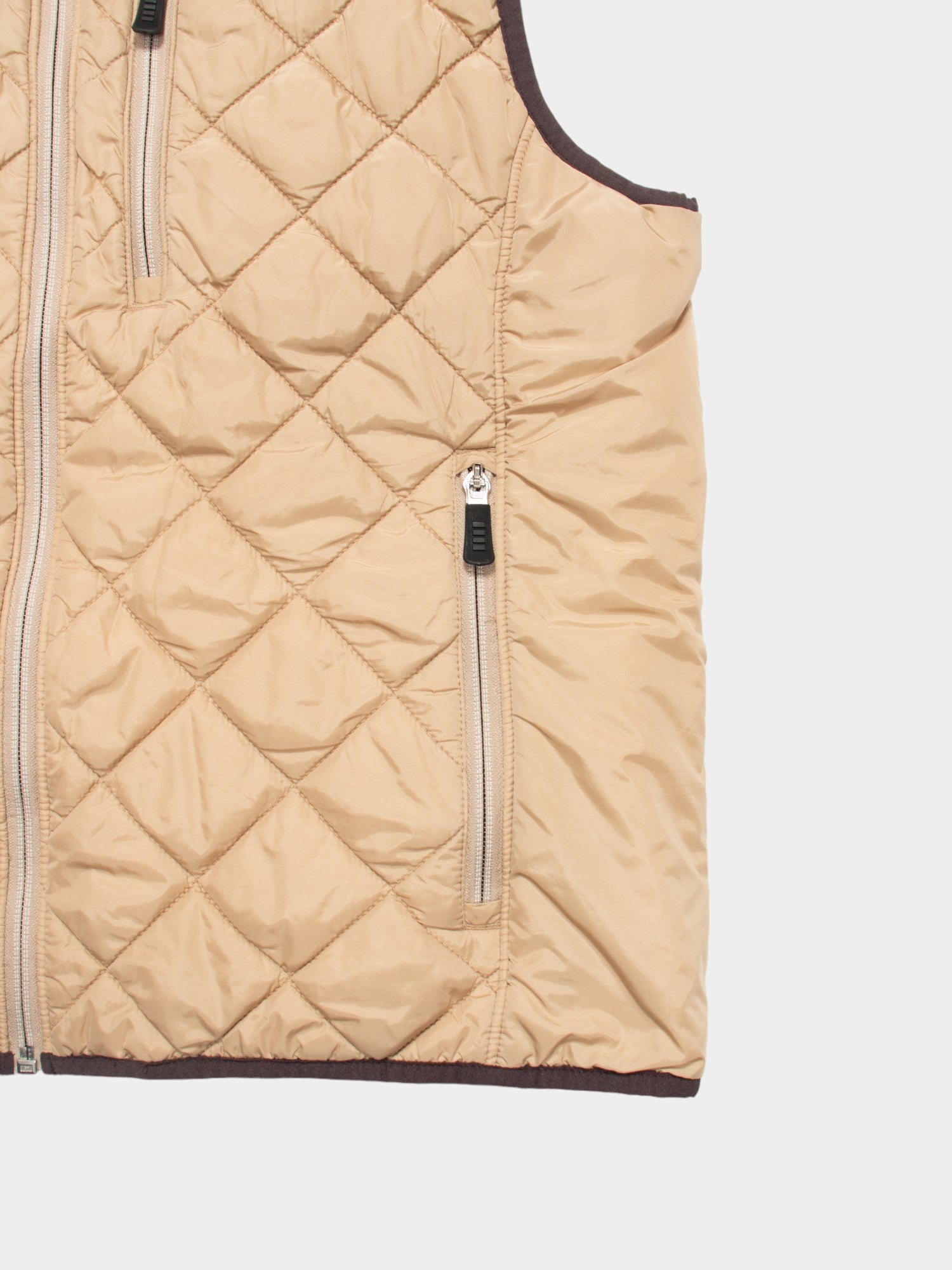 00s Lands End Beige Quilted Sleeveless Vest Size M - The Thrift