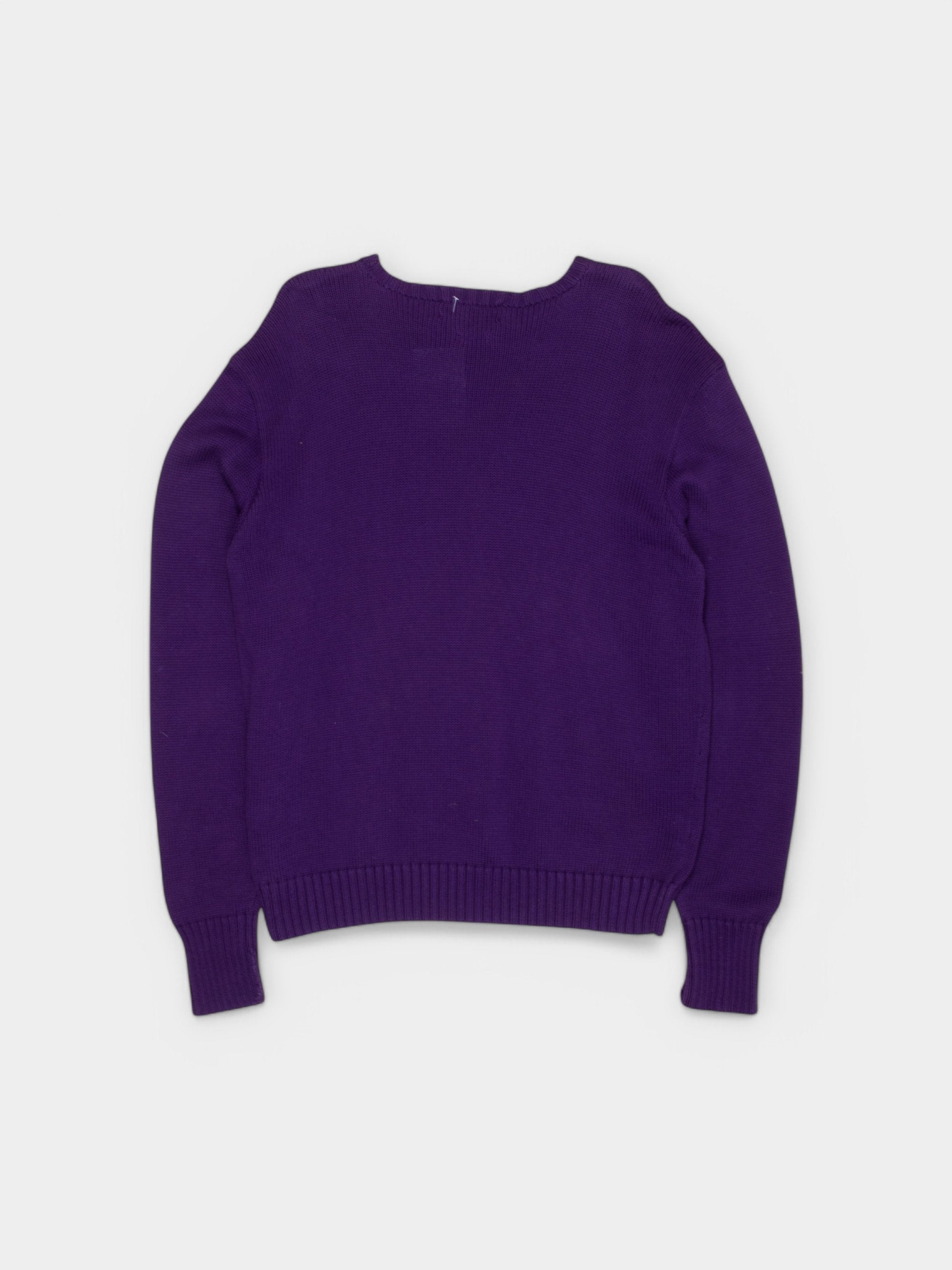 90s Polo Ralph Lauren Purple Cotton Jumper L - The Thrift