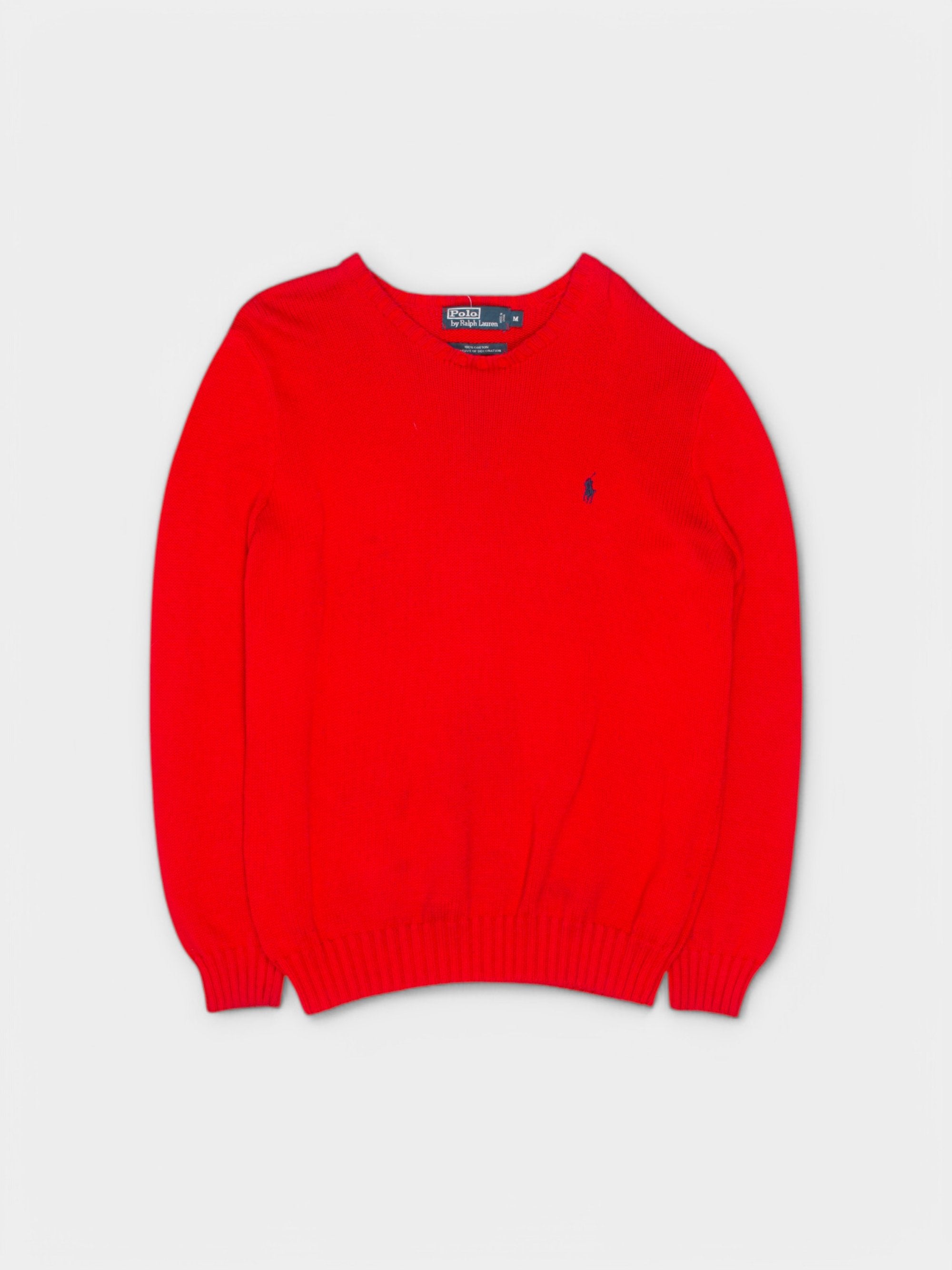90s Polo by Ralph Lauren Red Knit Jumper M - The Thrift