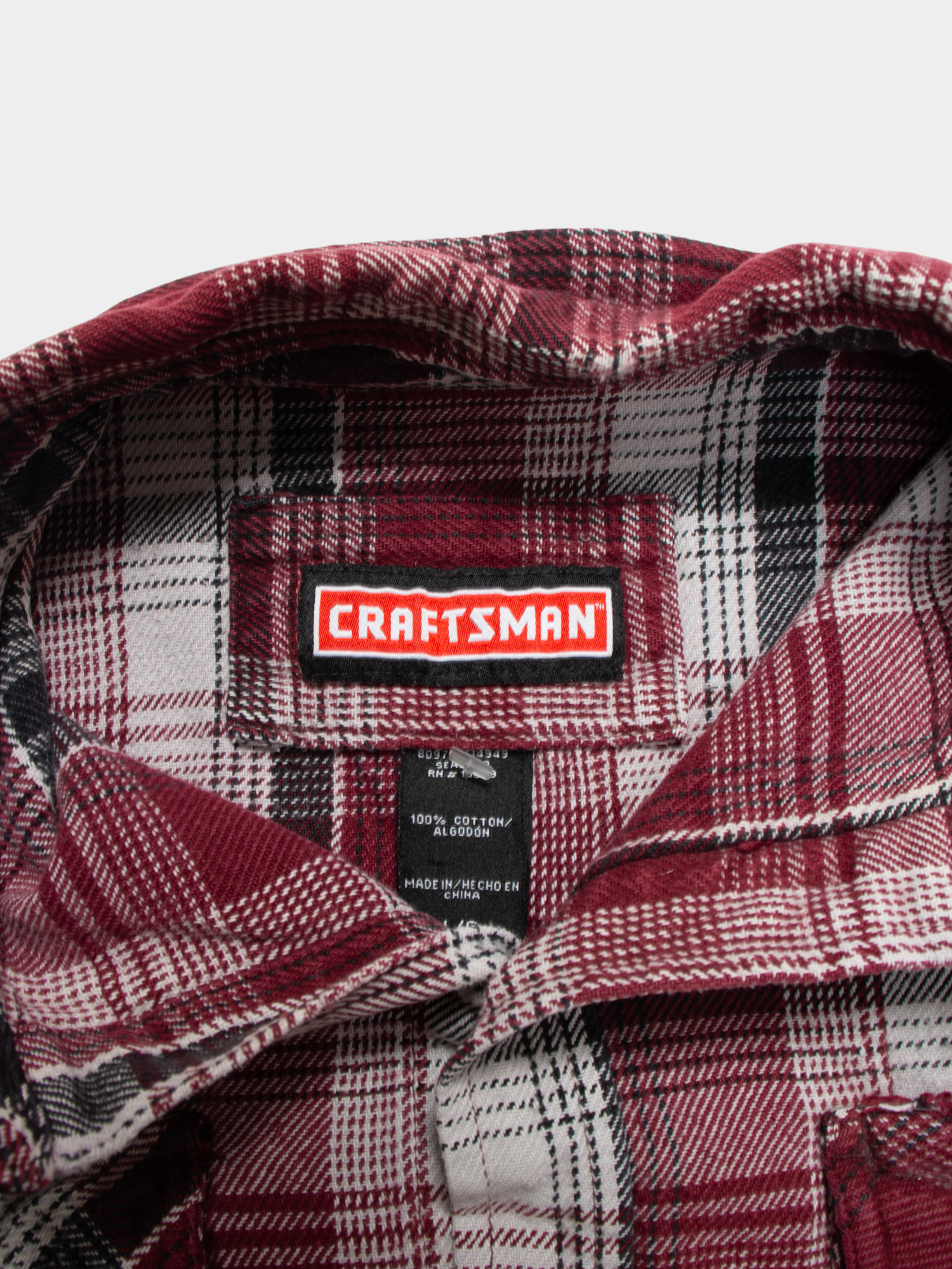 90s Craftsman Red Black Plaid Cotton Shirt M - The Thrift
