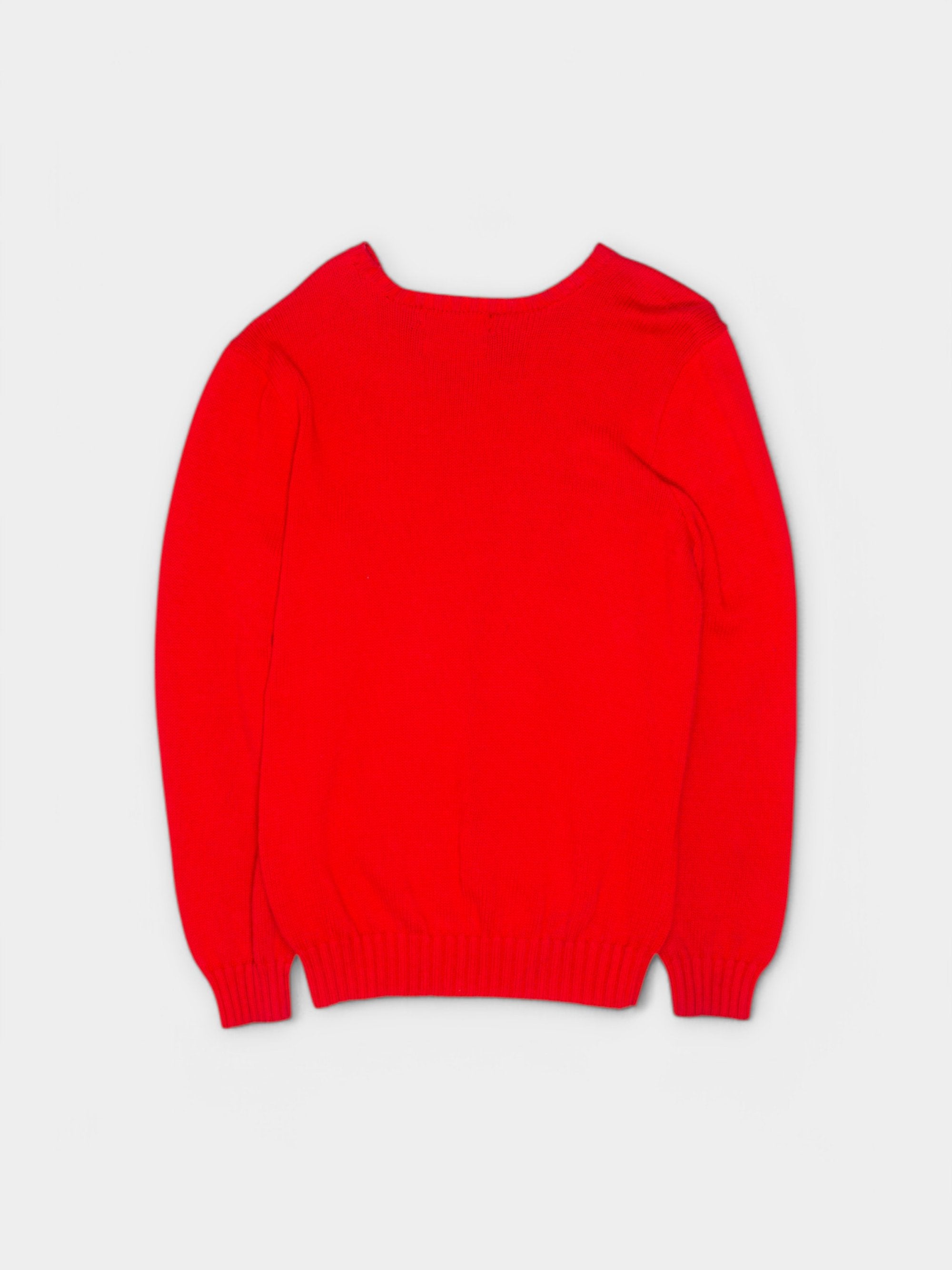 90s Polo by Ralph Lauren Red Knit Jumper M - The Thrift