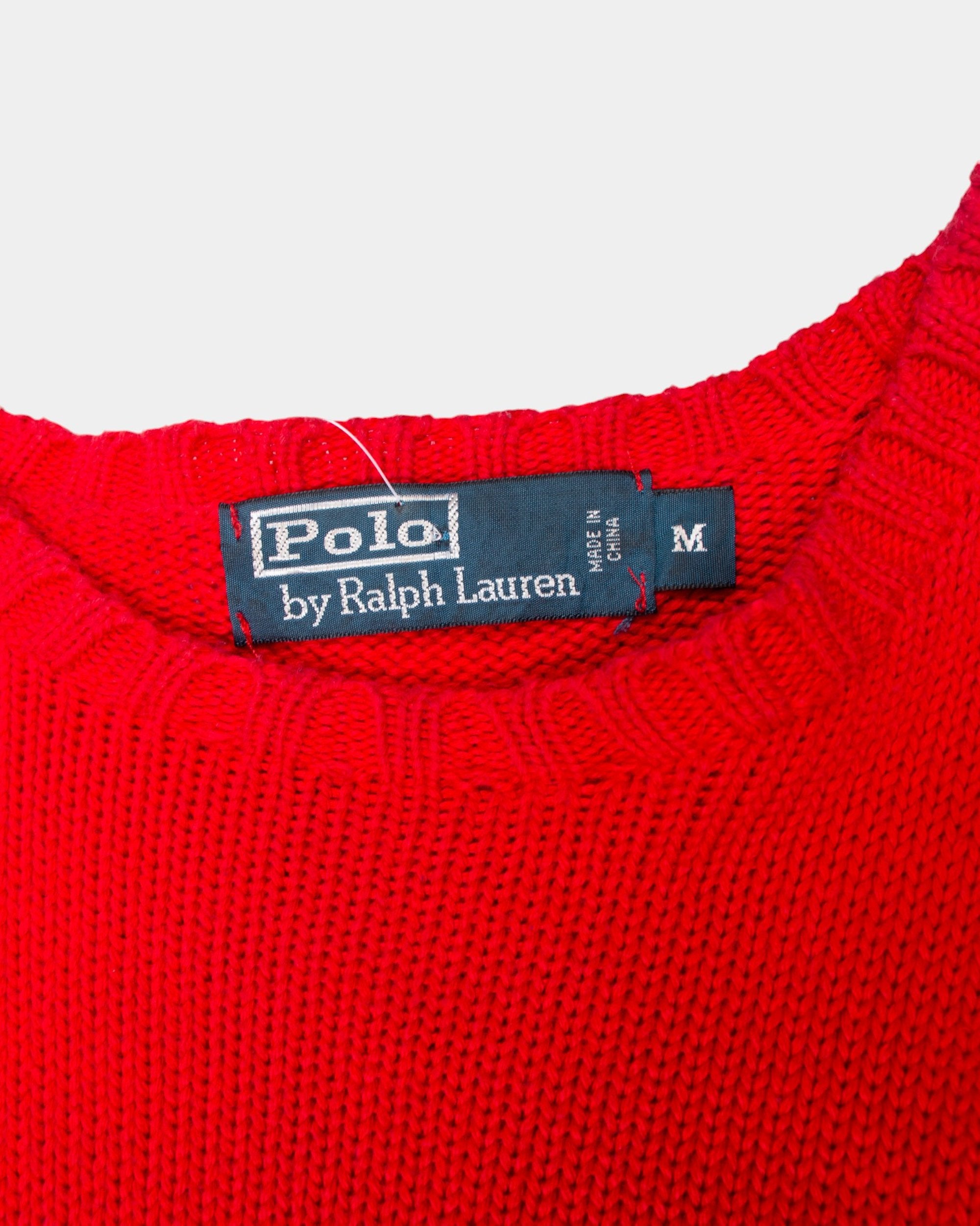 90s Polo by Ralph Lauren Red Knit Jumper M - The Thrift